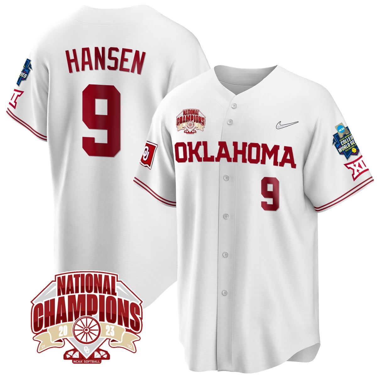 Oklahoma Hansen #9 Jersey - NCAA Champions White