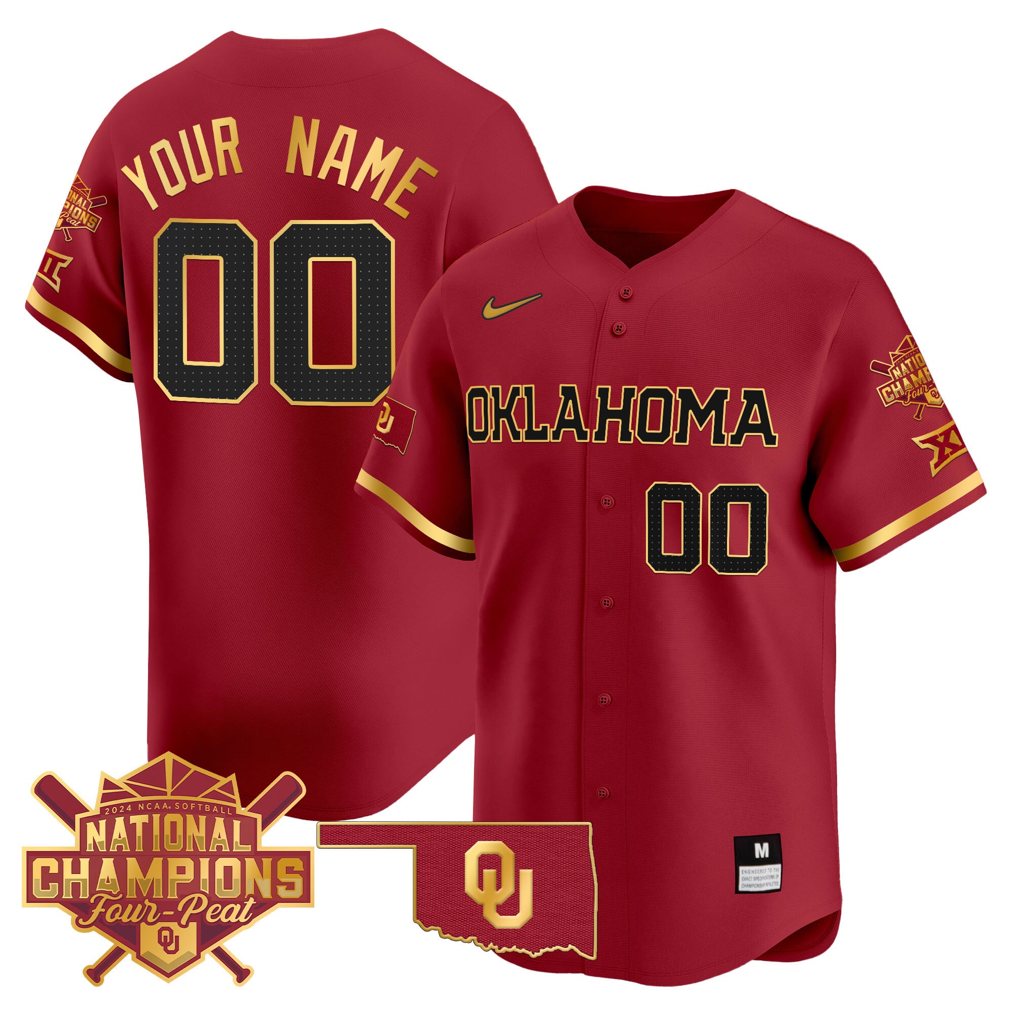 Oklahoma Sooners Baseball Jersey - Nike - Custom Maroon & Gold