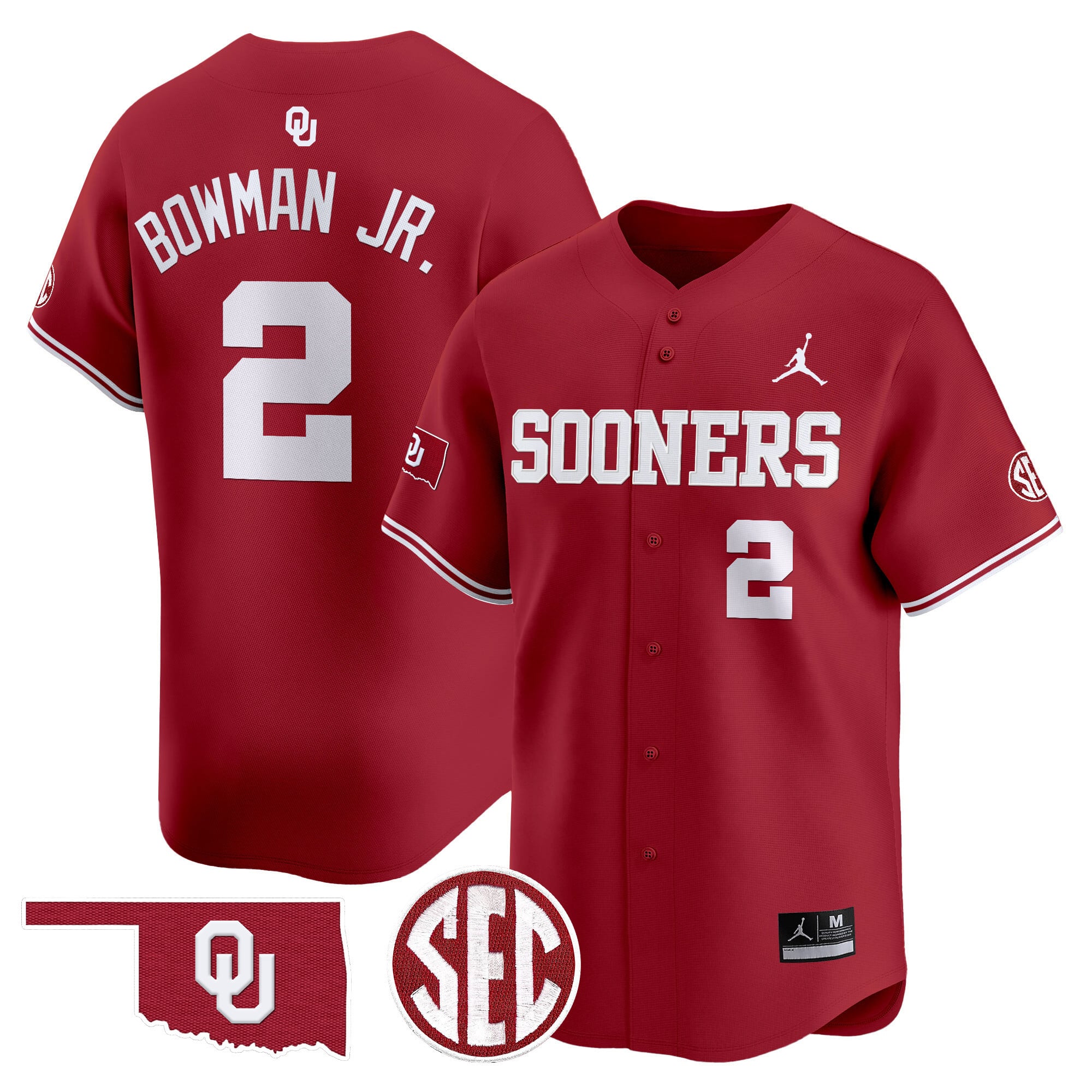 Alternative view of Oklahoma Sooners Crimson Jersey - Jordan Oklahoma Sooners #28 Crimson