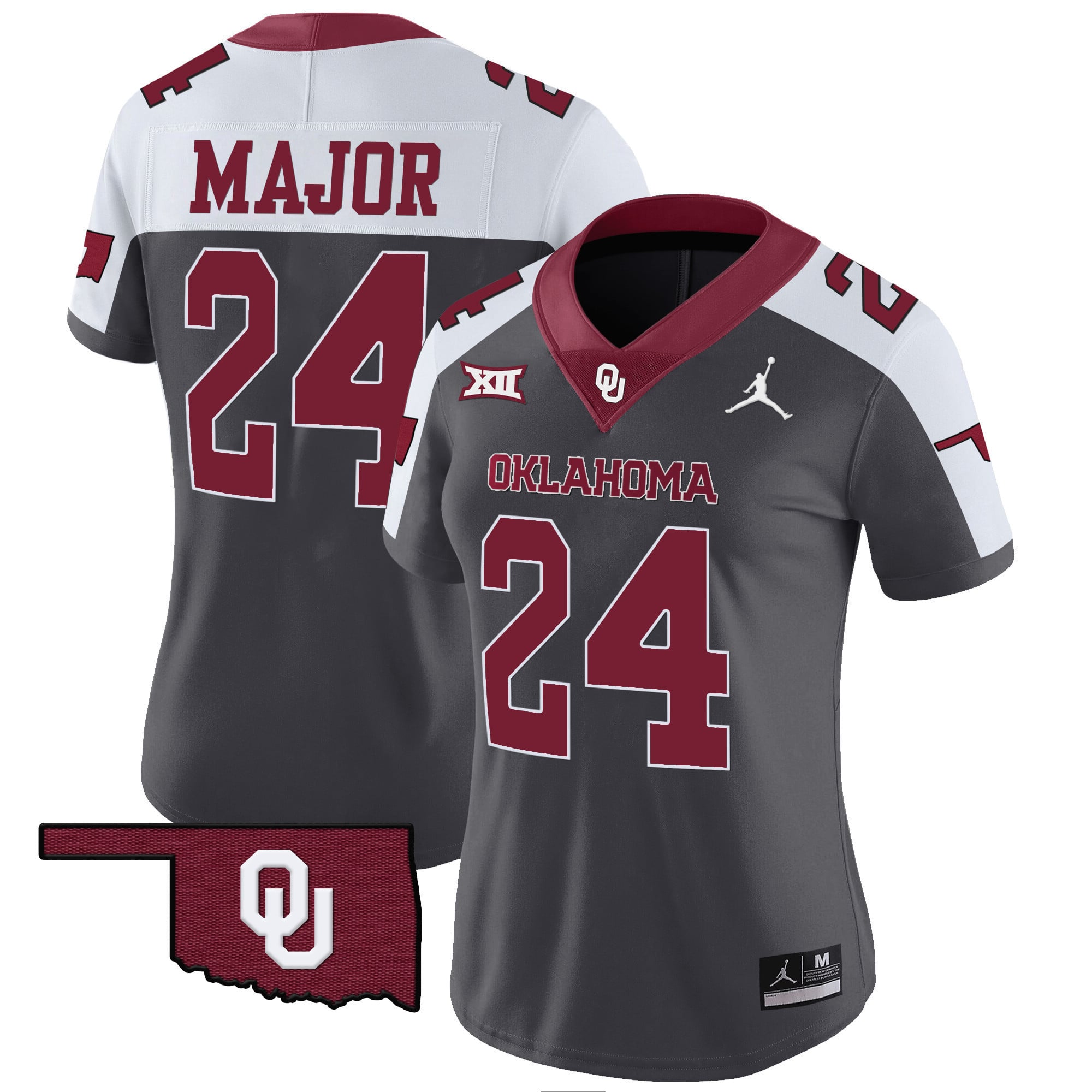 Alternative view of Oklahoma Sooners Grey Jersey - Jordan Oklahoma Sooners #8 Women’s Grey