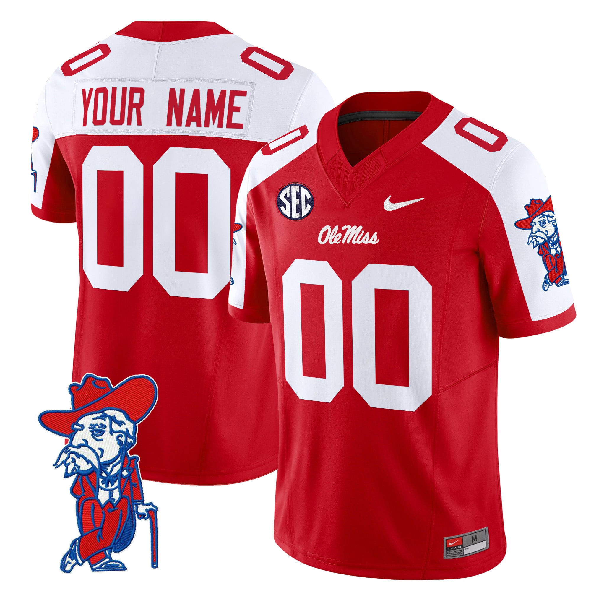 Alternative view of Ole Miss White Jersey - Nike Ole Miss Rebels #00 White Football Jersey