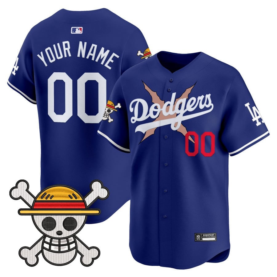One Piece Dodgers Jersey - Custom Anime Baseball Style