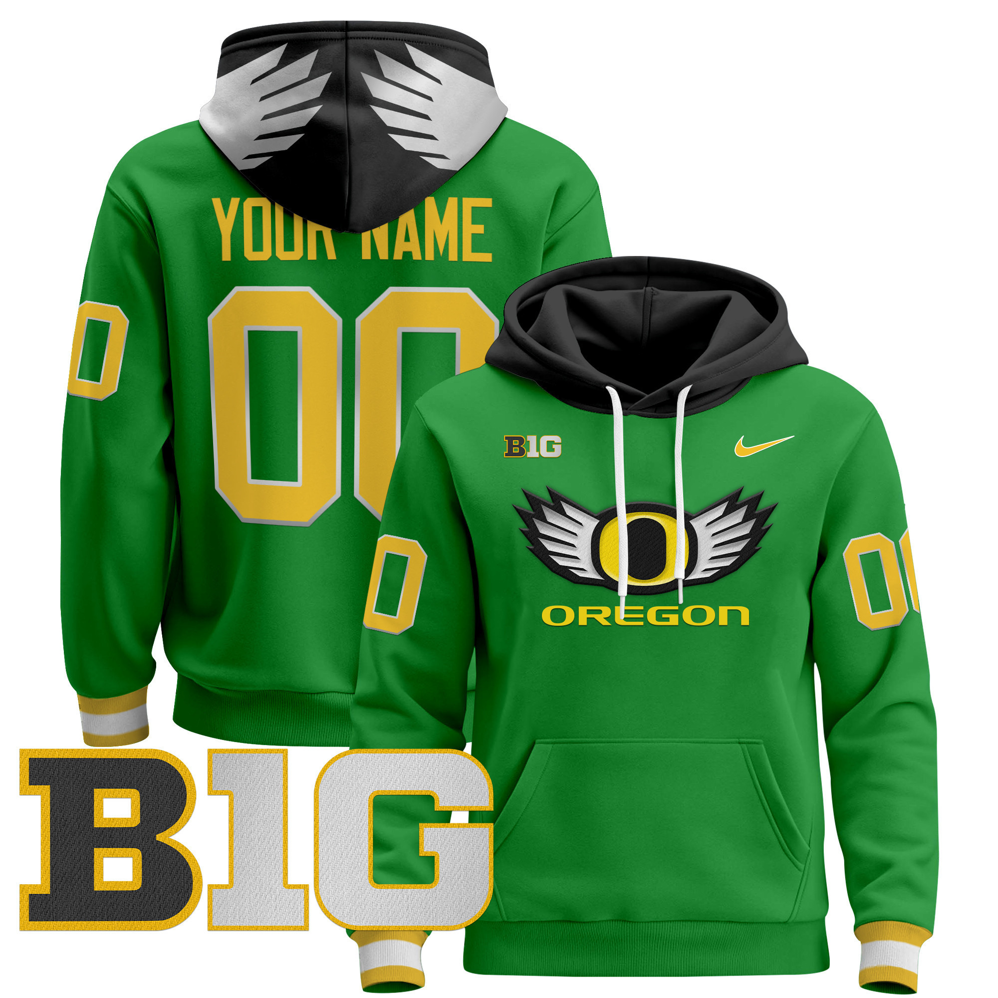 Alternative view of Oregon Ducks Black Hoodie - Nike - College Team Apparel