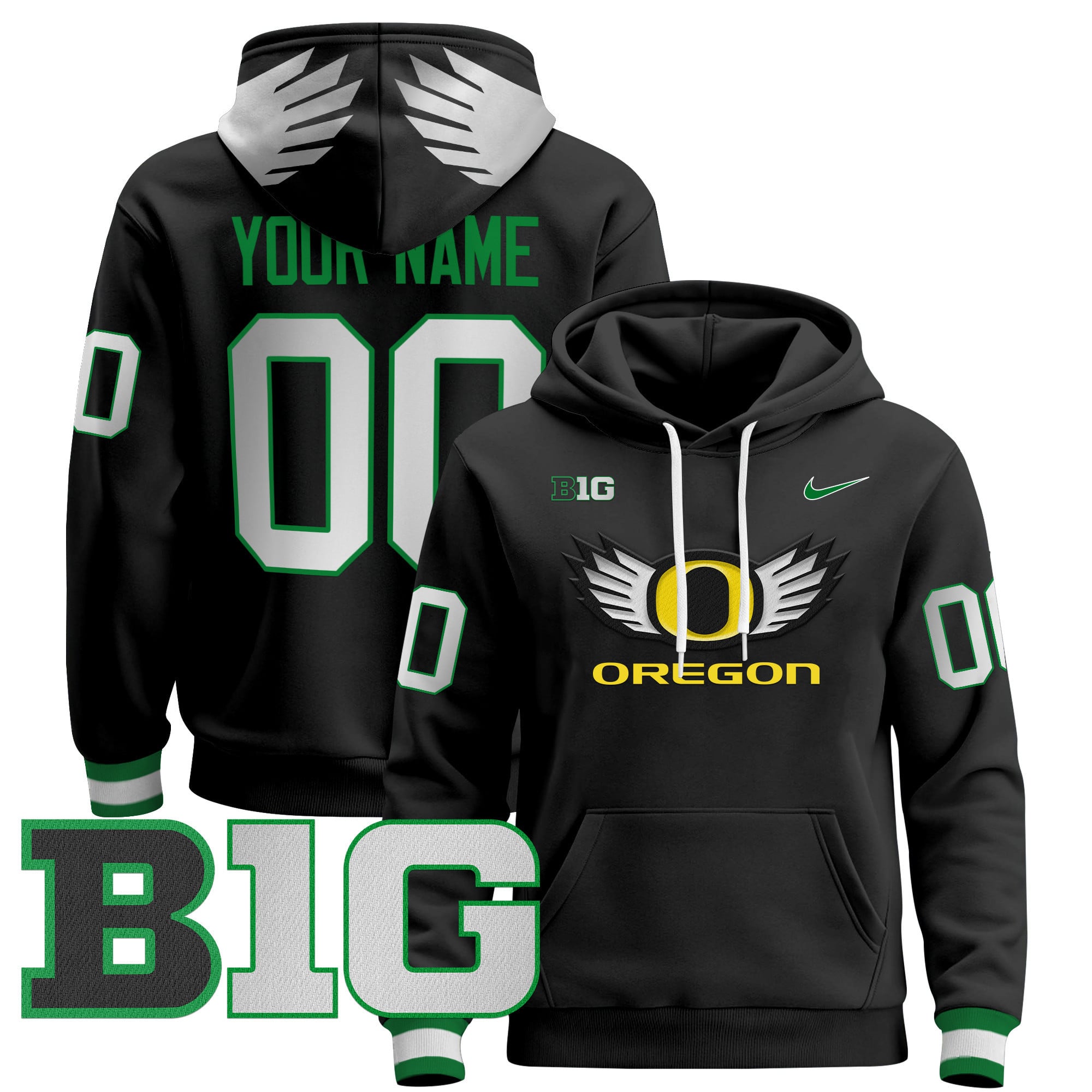 Oregon Ducks Black Hoodie - Nike - College Team Apparel