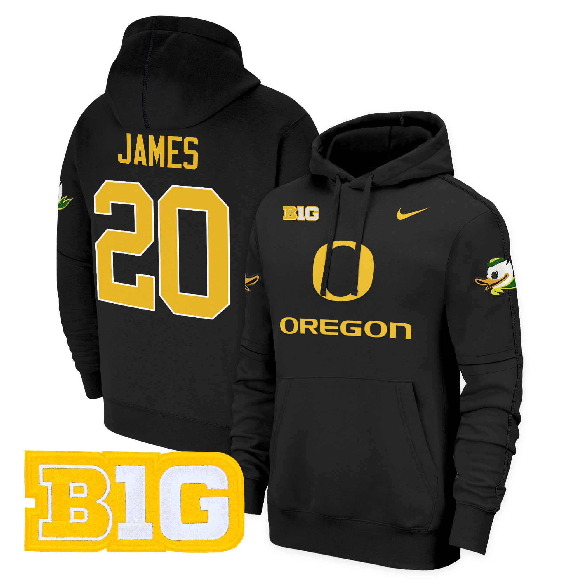 Alternative view of Oregon Ducks Black Hoodie nike - Nike Oregon Ducks Gabriel #8 Black