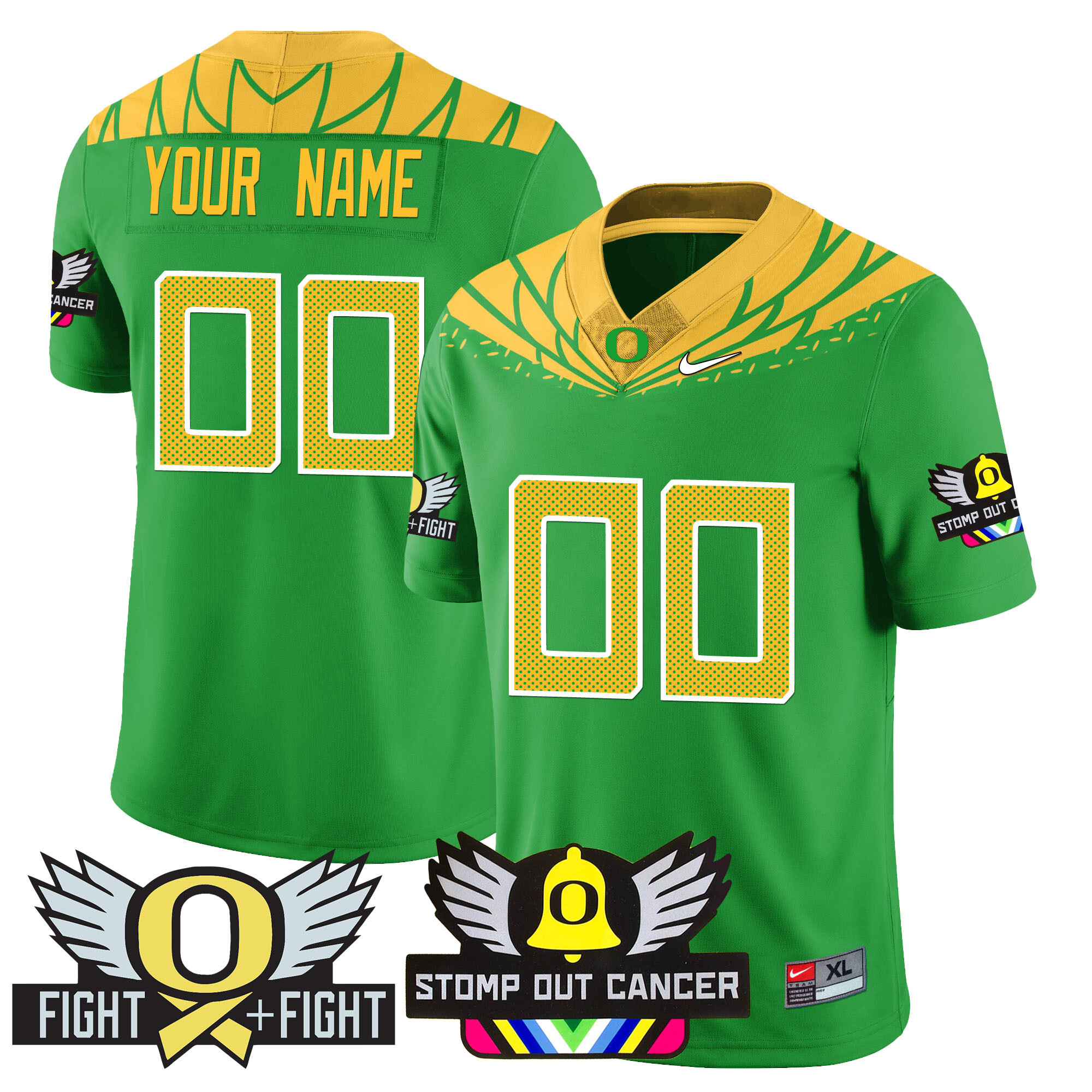 Oregon Ducks Fight Cancer Jersey - Nike - Custom Green