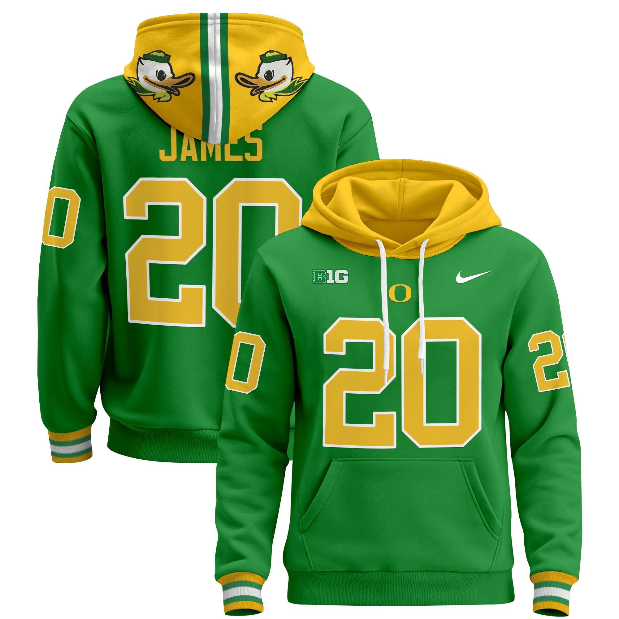 Alternative view of Oregon Ducks Green Hoodie - Nike Oregon Ducks #8 Green Hoodie