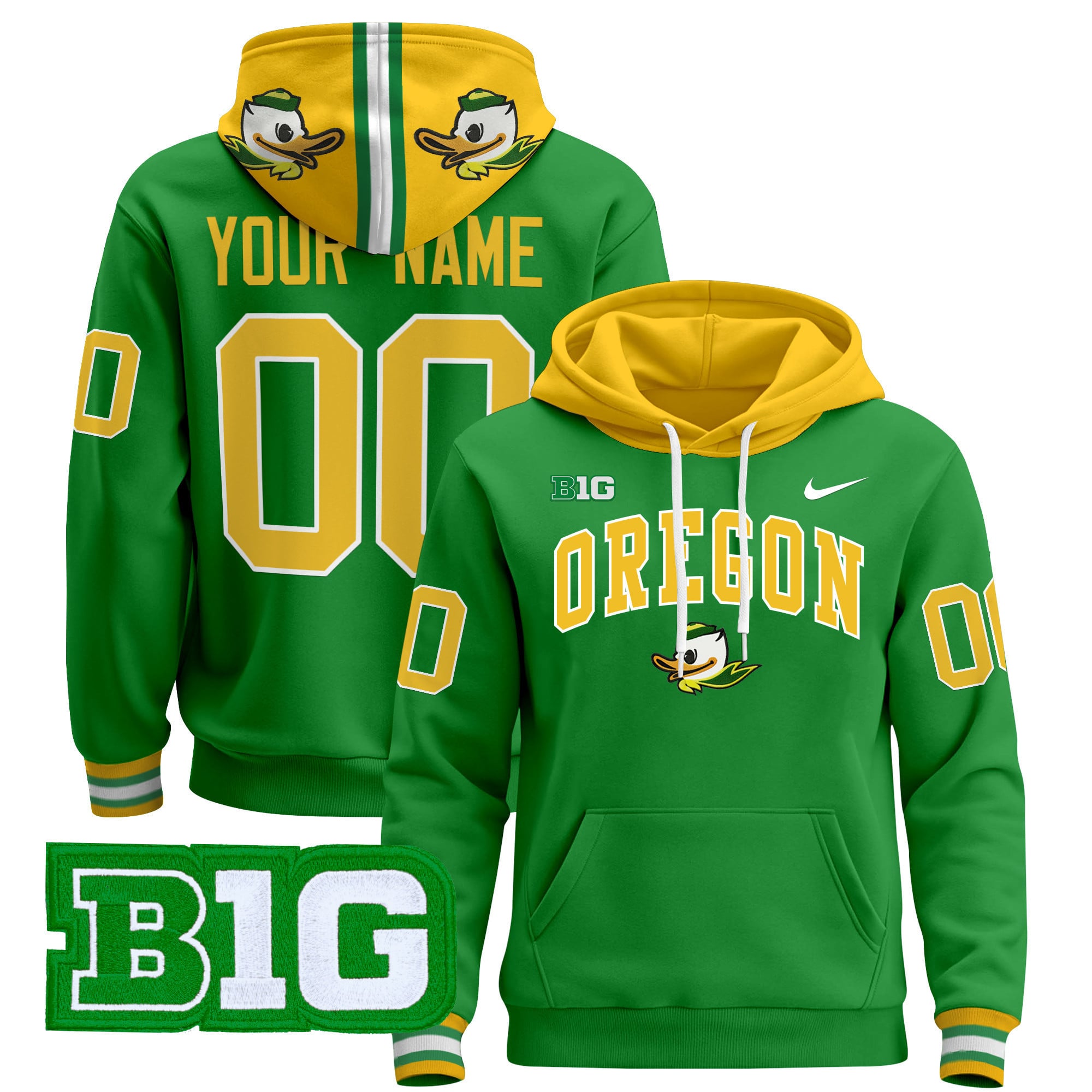 Alternative view of Oregon Ducks Personalized Hoodie - Nike Oregon Ducks Black & Gold