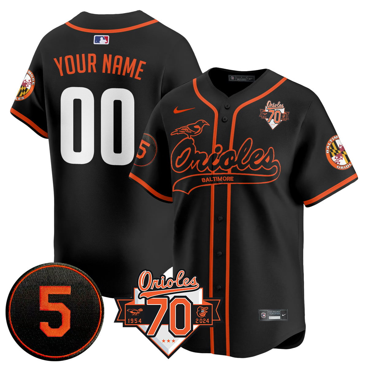 Orioles Black 70th Jersey - Nike Orioles Black 70th Anniversary Jersey