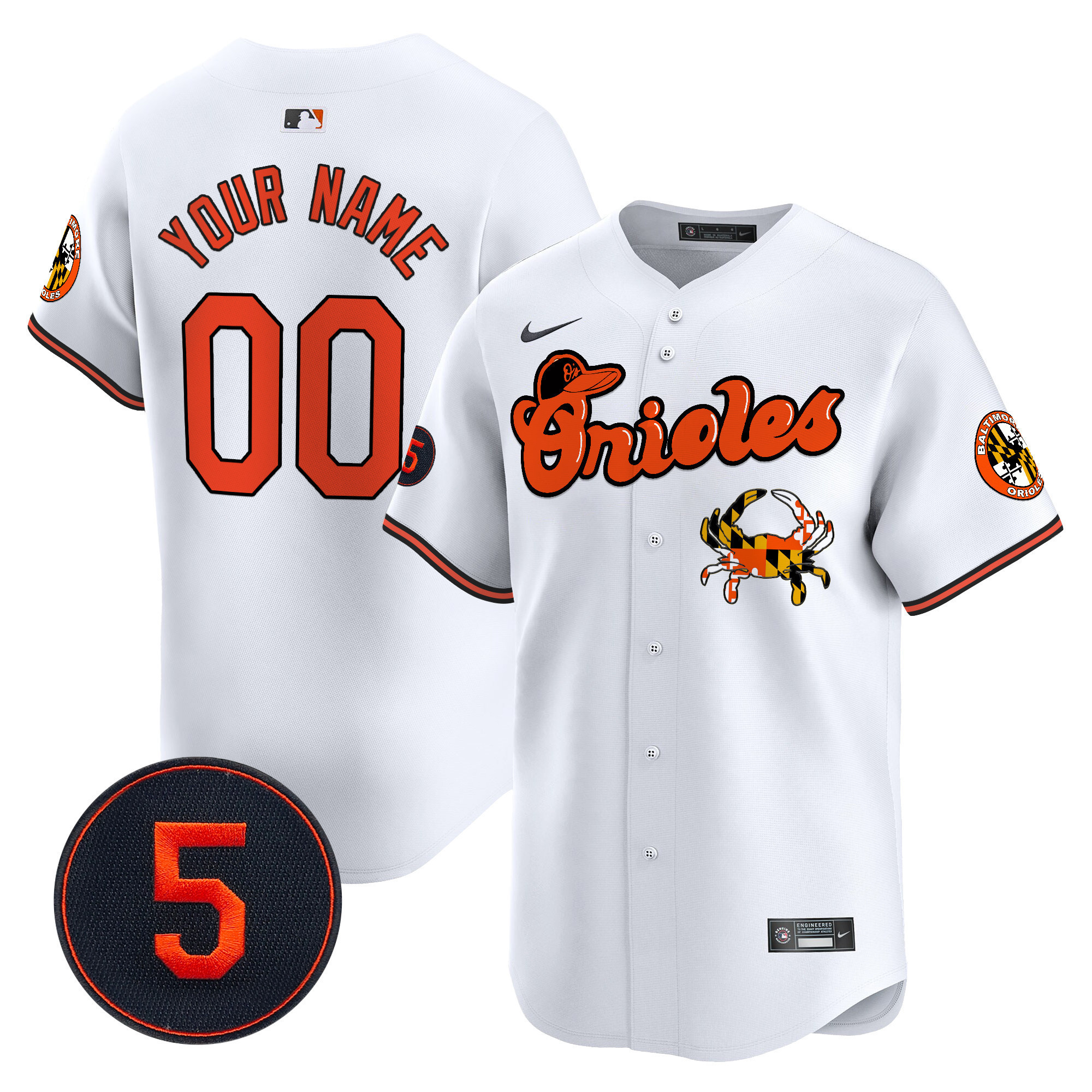 Alternative view of Orioles Cream Alternate Jersey - Nike - Custom Baseball