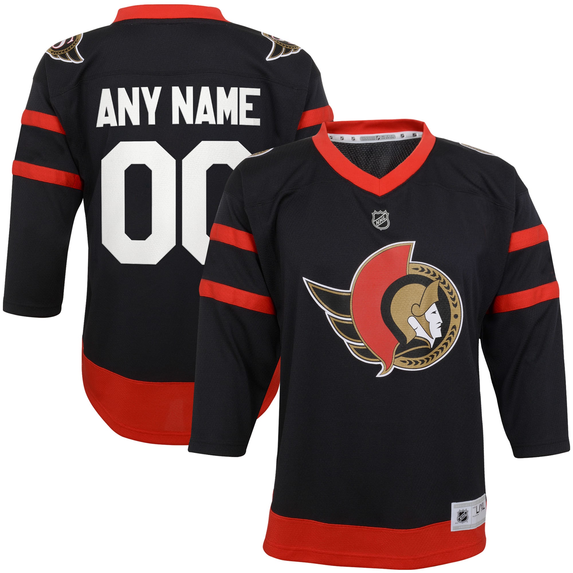 Ottawa Senators Youth Home Custom Jersey - Black