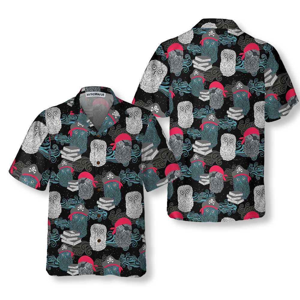 Owl Pirates Hawaiian Shirt, Cool Pirate Shirt For Adults, Pirate Pattern Shirt For Men
