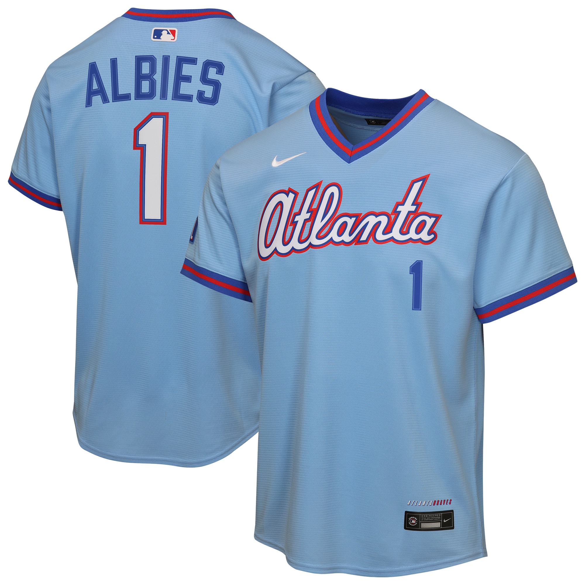 Ozzie Albies Atlanta Braves Youth 2026 City Connect Stadium Jersey - Powder Blue