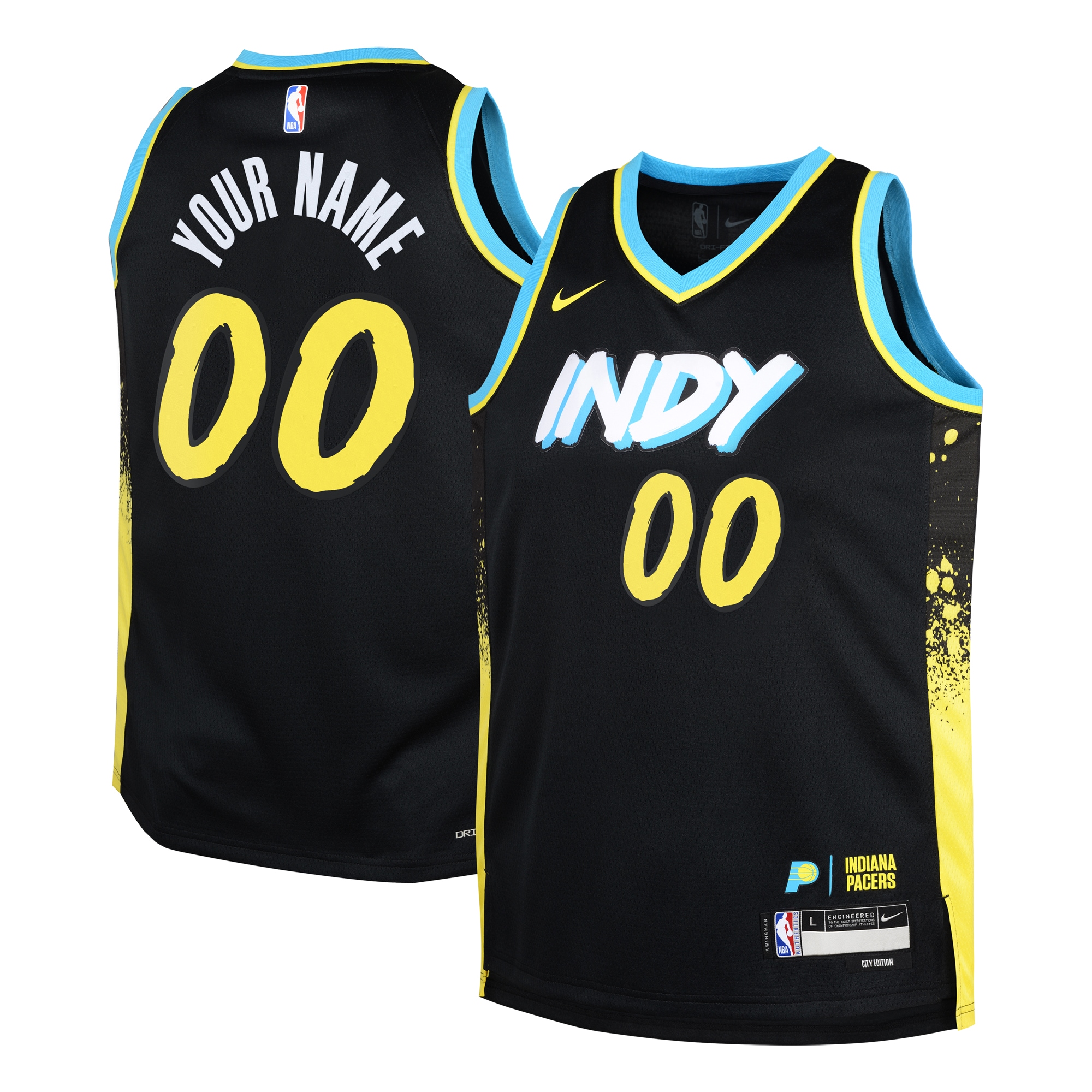 Pacers Black Custom City Jersey - Nike - Neon Accents