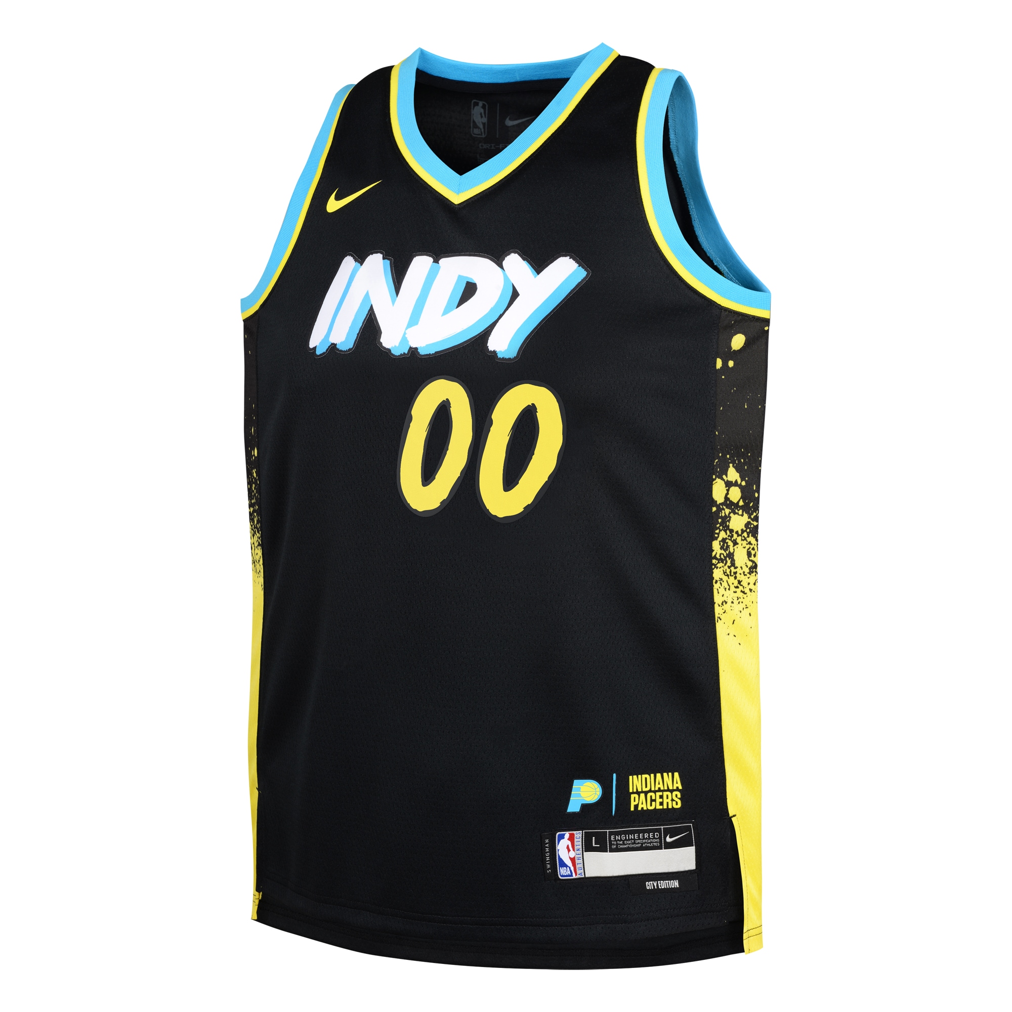 Alternative view of Pacers Black Custom City Jersey - Nike - Neon Accents