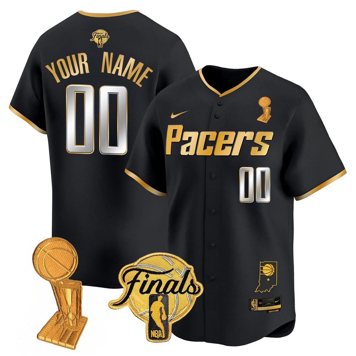 Alternative view of Pacers Finals White Baseball Jersey - Nike - Custom Name/Number