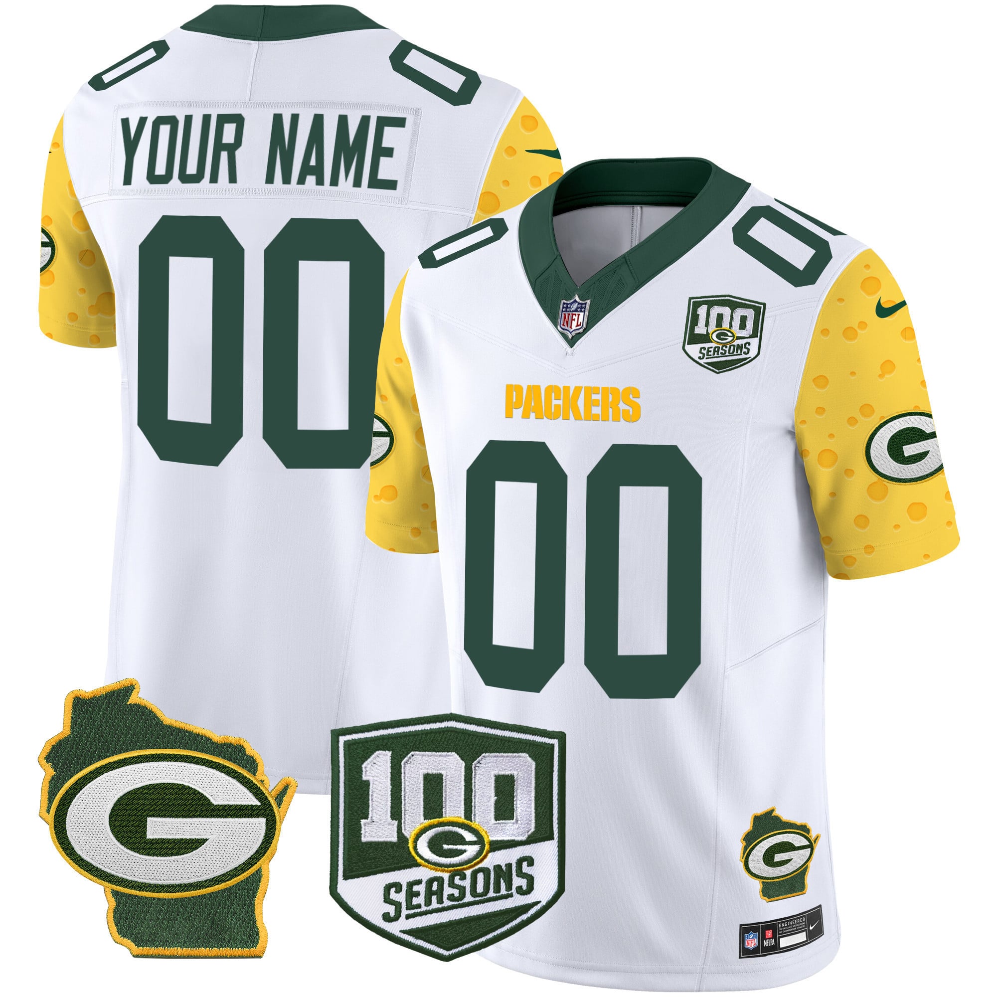 Alternative view of Packers Custom Cheesehead Jersey - Nike - Green & Gold