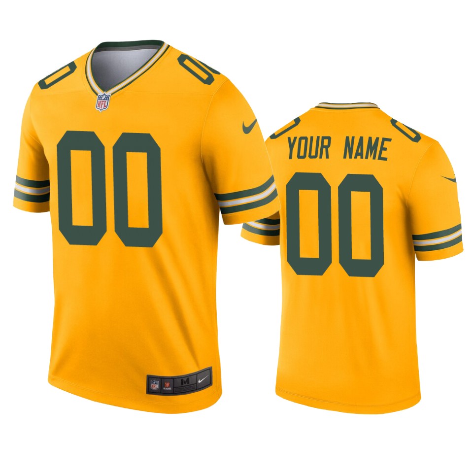 Packers Gold Custom Jersey - Nike - Personalized NFL