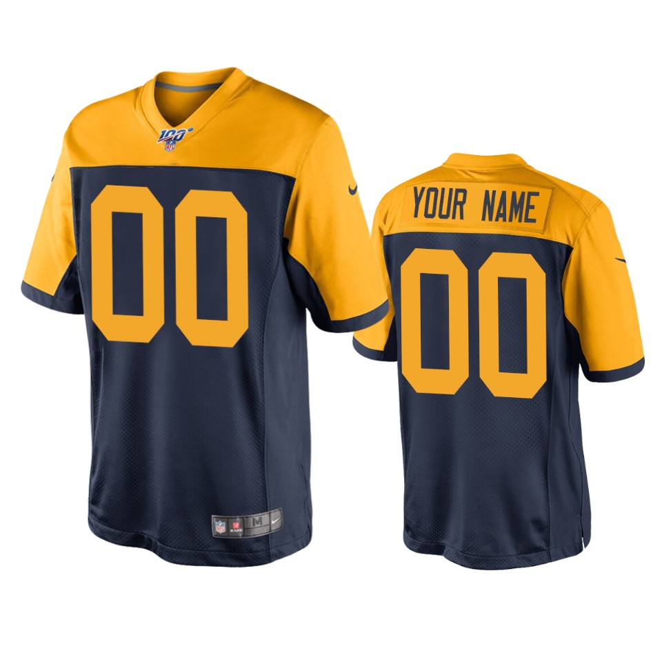 Packers Gold Navy Custom Jersey - Nike Packers Gold & Navy Custom