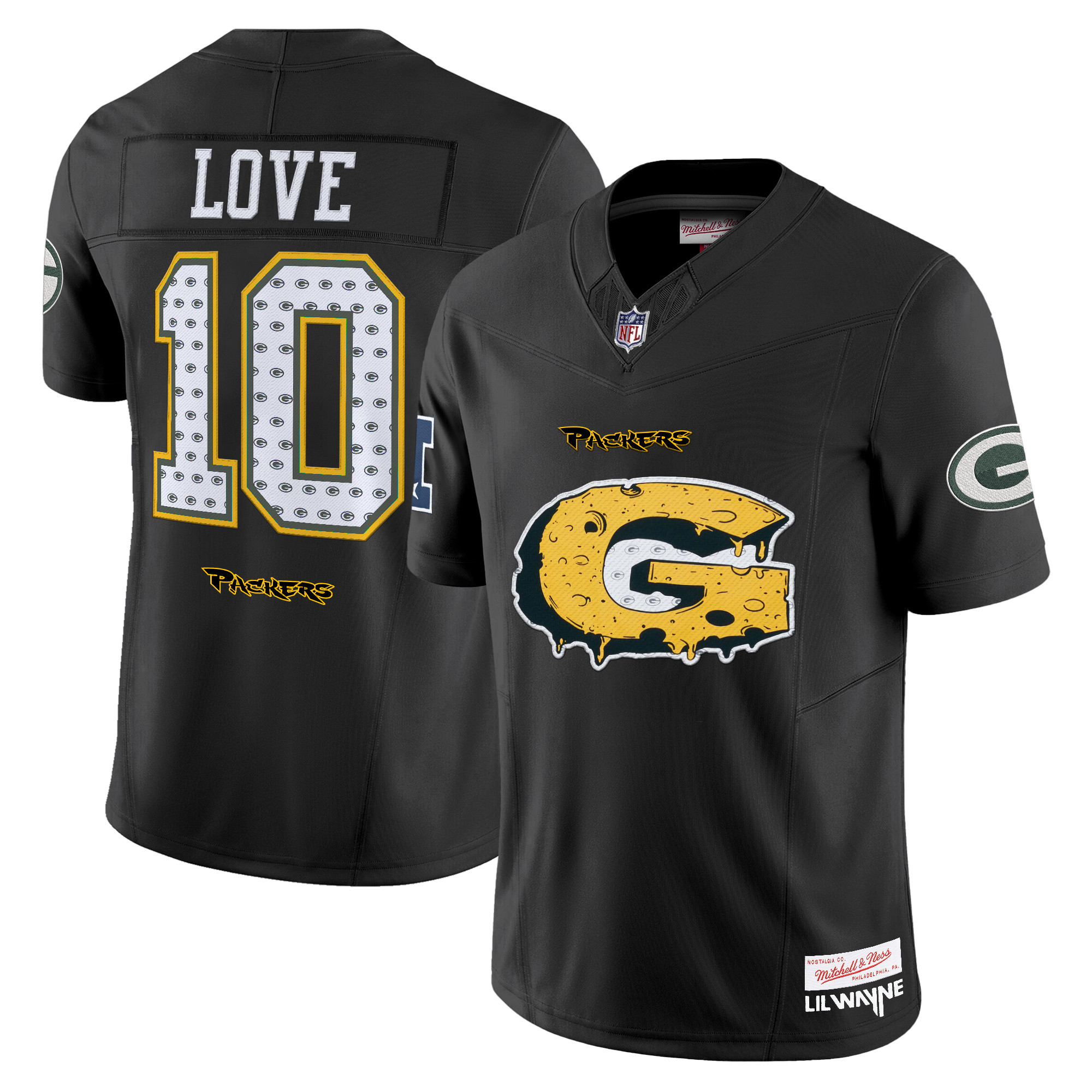 Alternative view of Packers Lil Wayne Jersey - Mitchell & Ness Packers Lil Wayne Black