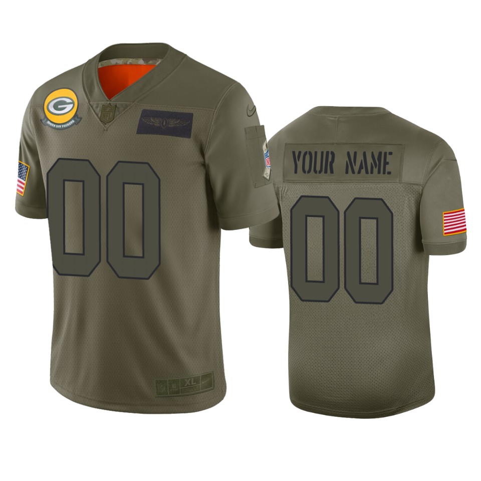Packers Olive Custom Jersey - Nike - Salute to Service Edition