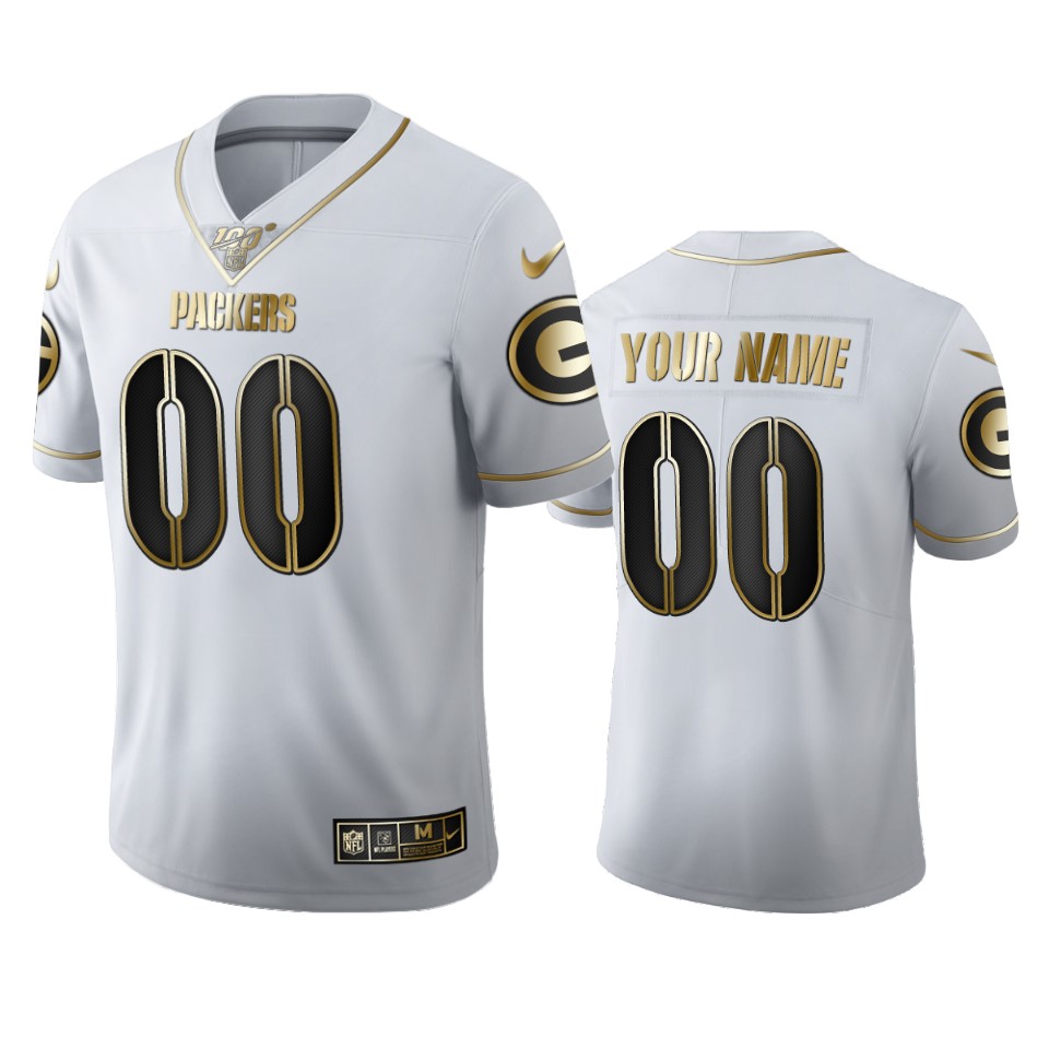 Packers White Gold Jersey - Nike Packers White Gold Custom Jersey