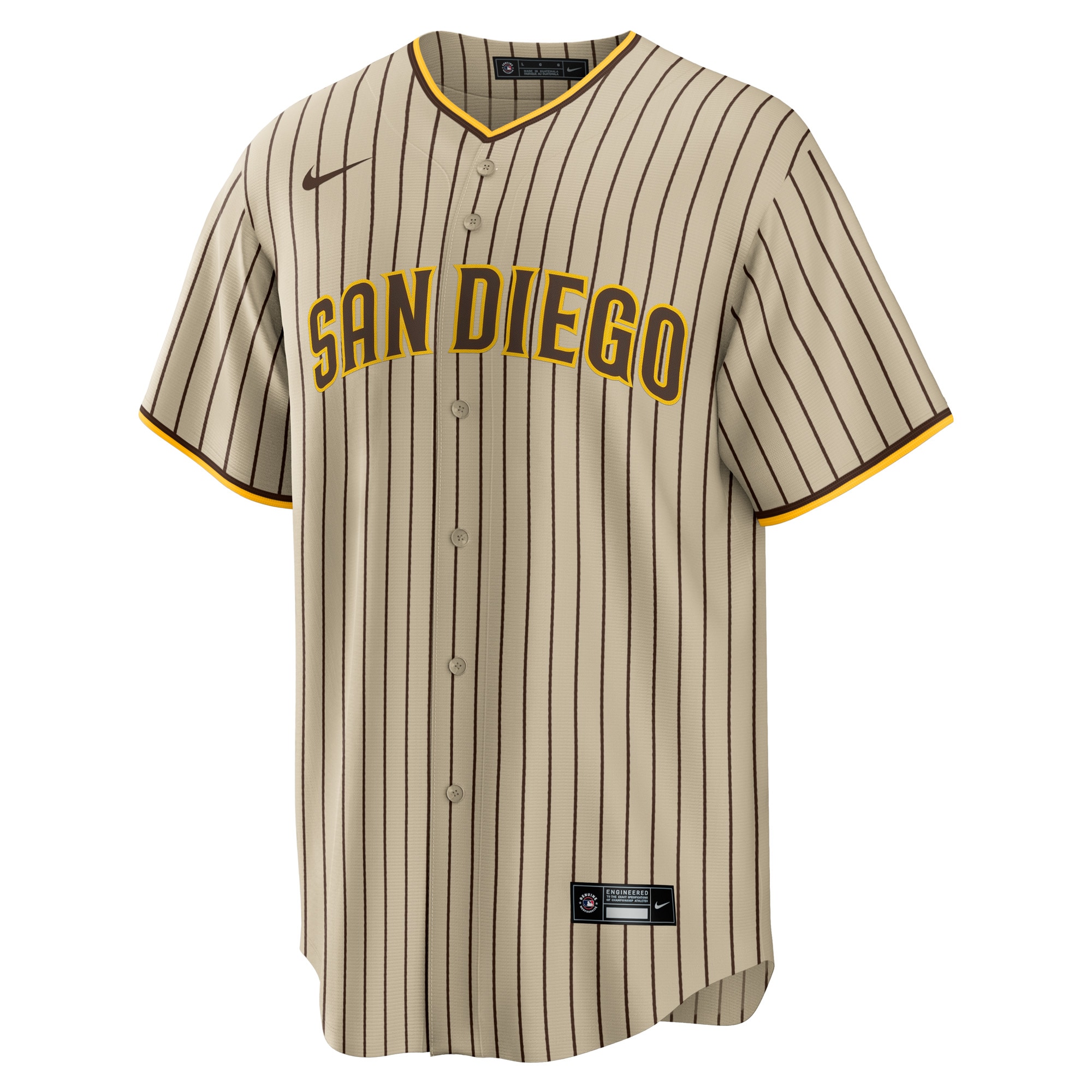 Alternative view of Padres Tan Pinstripe Jersey nike - Nike Padres Tan Pinstripe Custom
