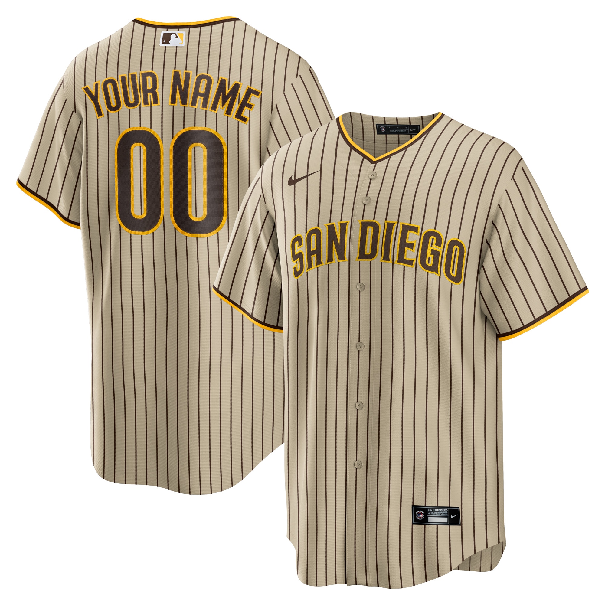 Padres Tan Pinstripe Jersey nike - Nike Padres Tan Pinstripe Custom