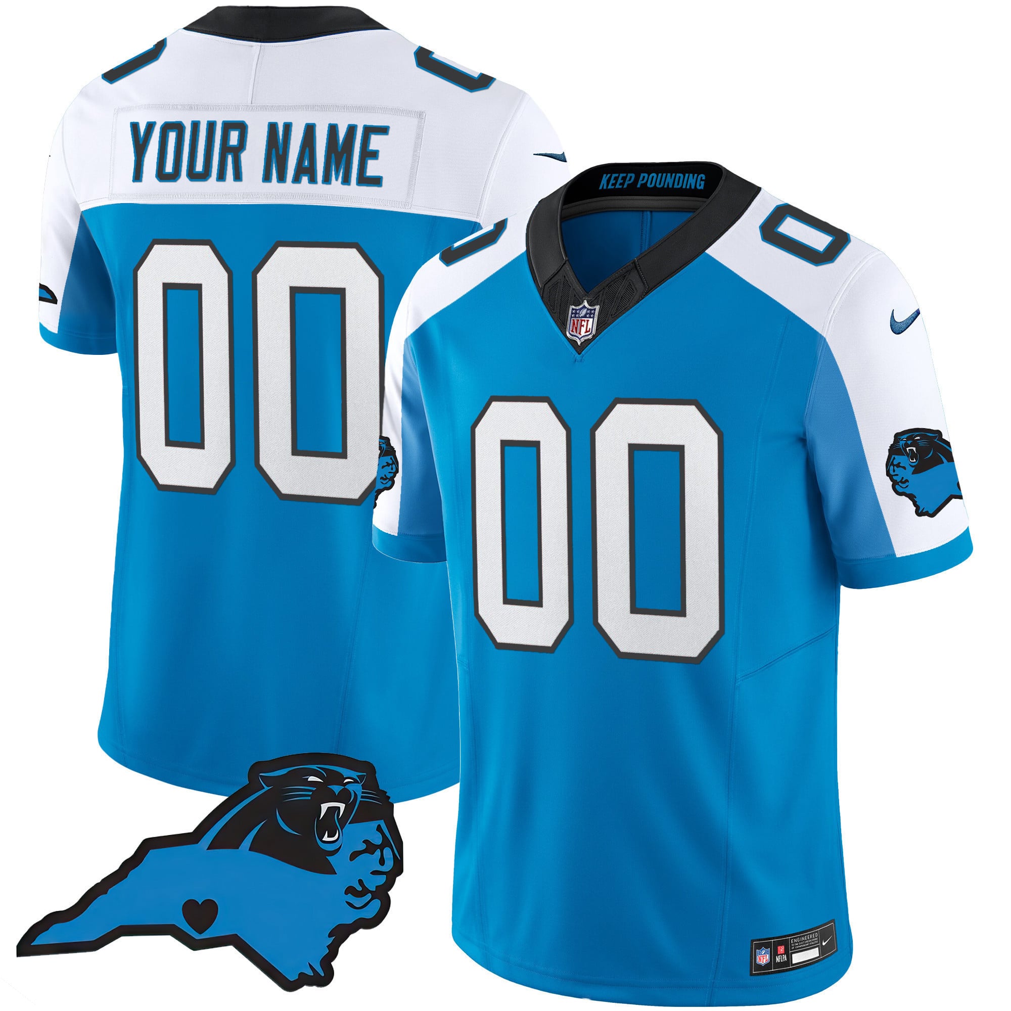 Alternative view of Panthers Black Custom Jersey - Nike Panthers Black Alternate Custom