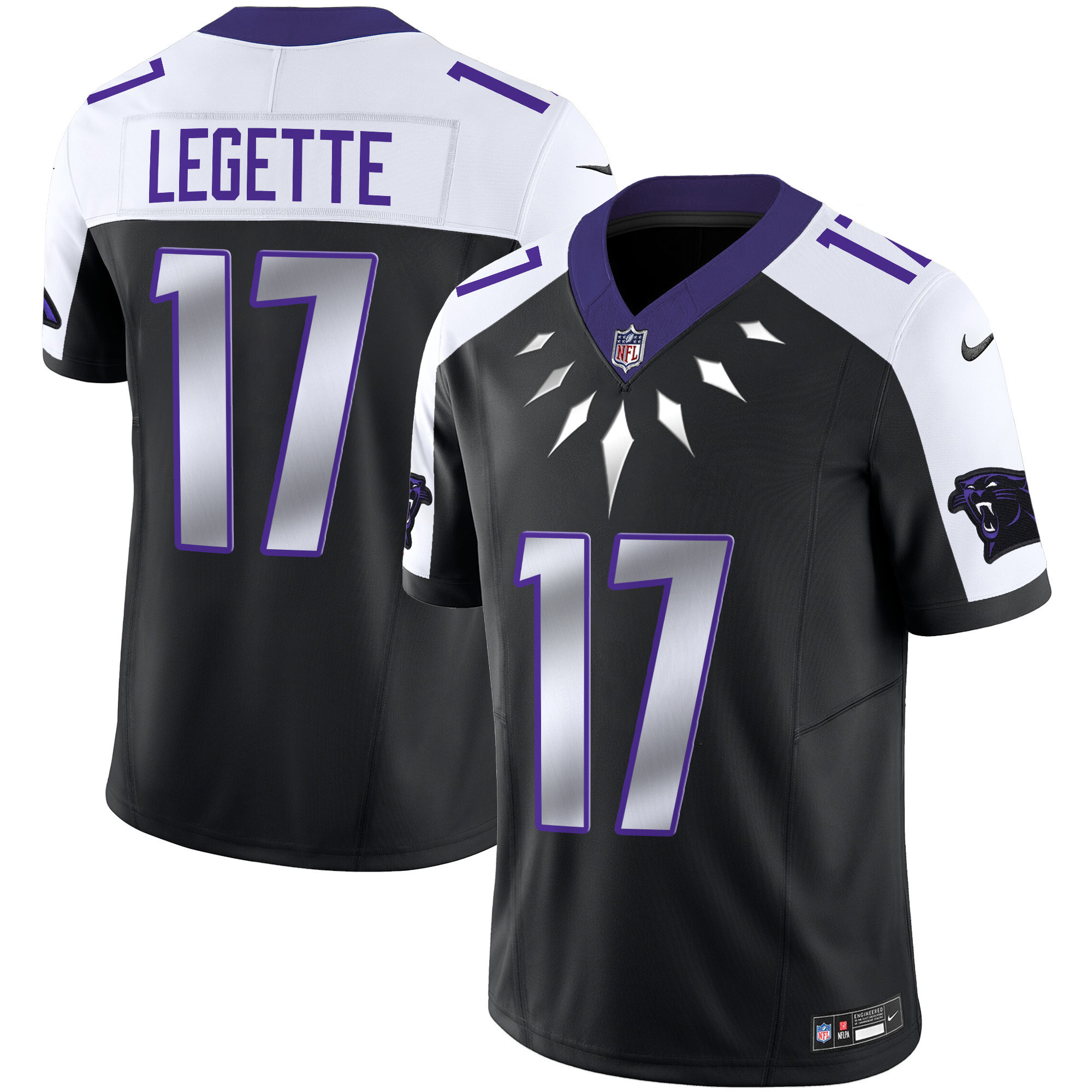 Alternative view of Panthers T’Challa Black Jersey - Nike Panthers T’Challa 66 Black