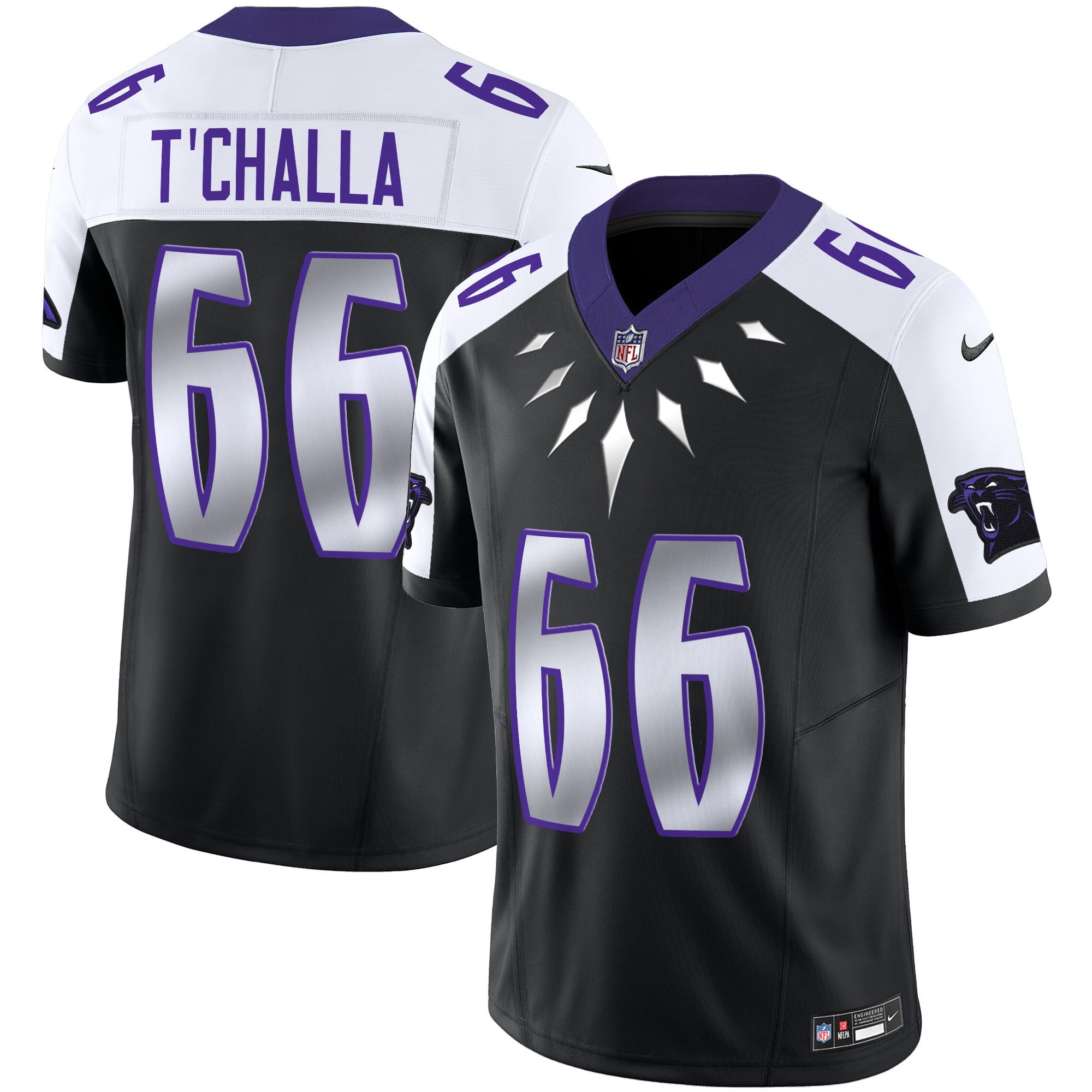 Panthers T’Challa Black Jersey - Nike Panthers T’Challa 66 Black