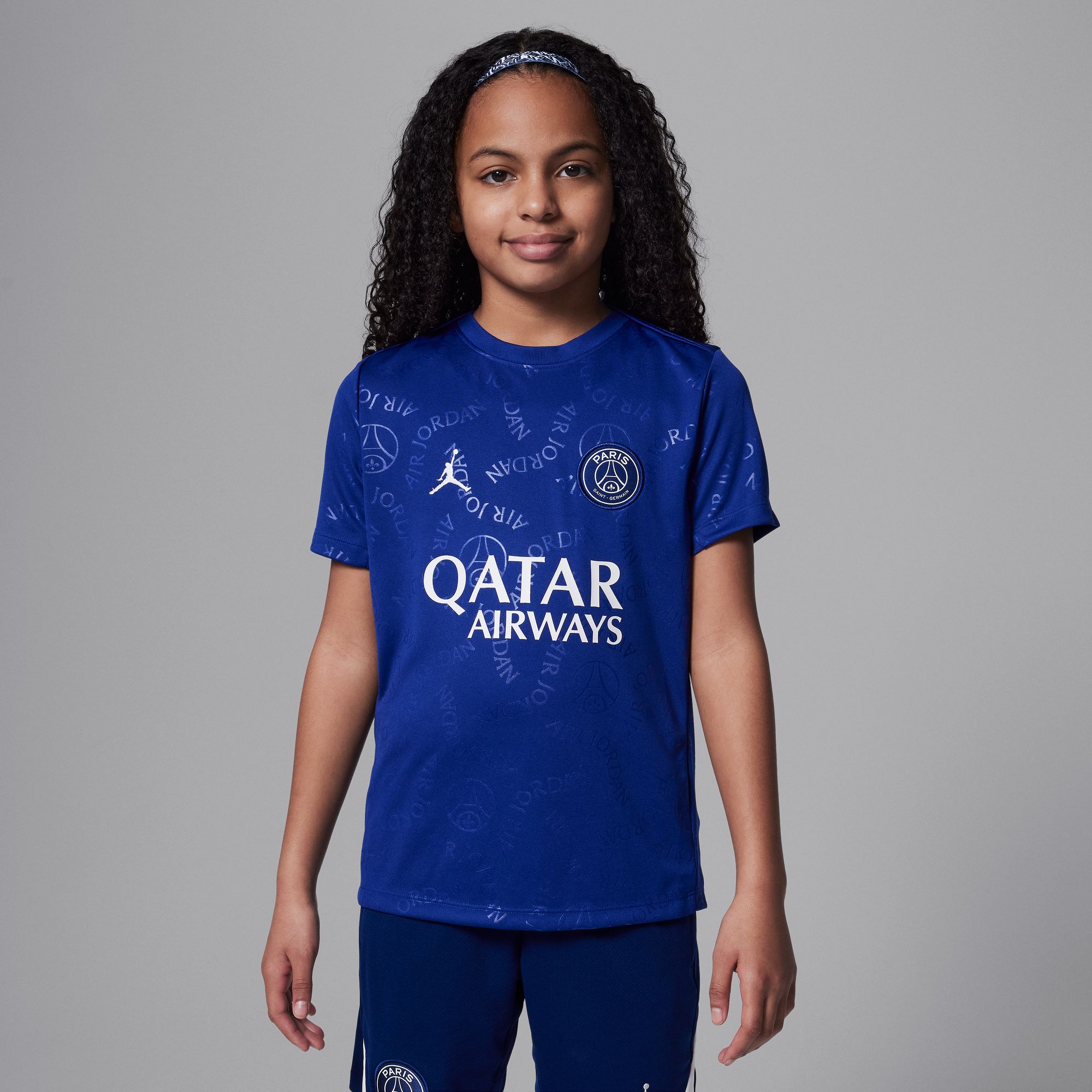 Paris Saint-Germain Jordan Brand Youth 2024/25 Fourth Academy Pro Pre-Match Top - Blue