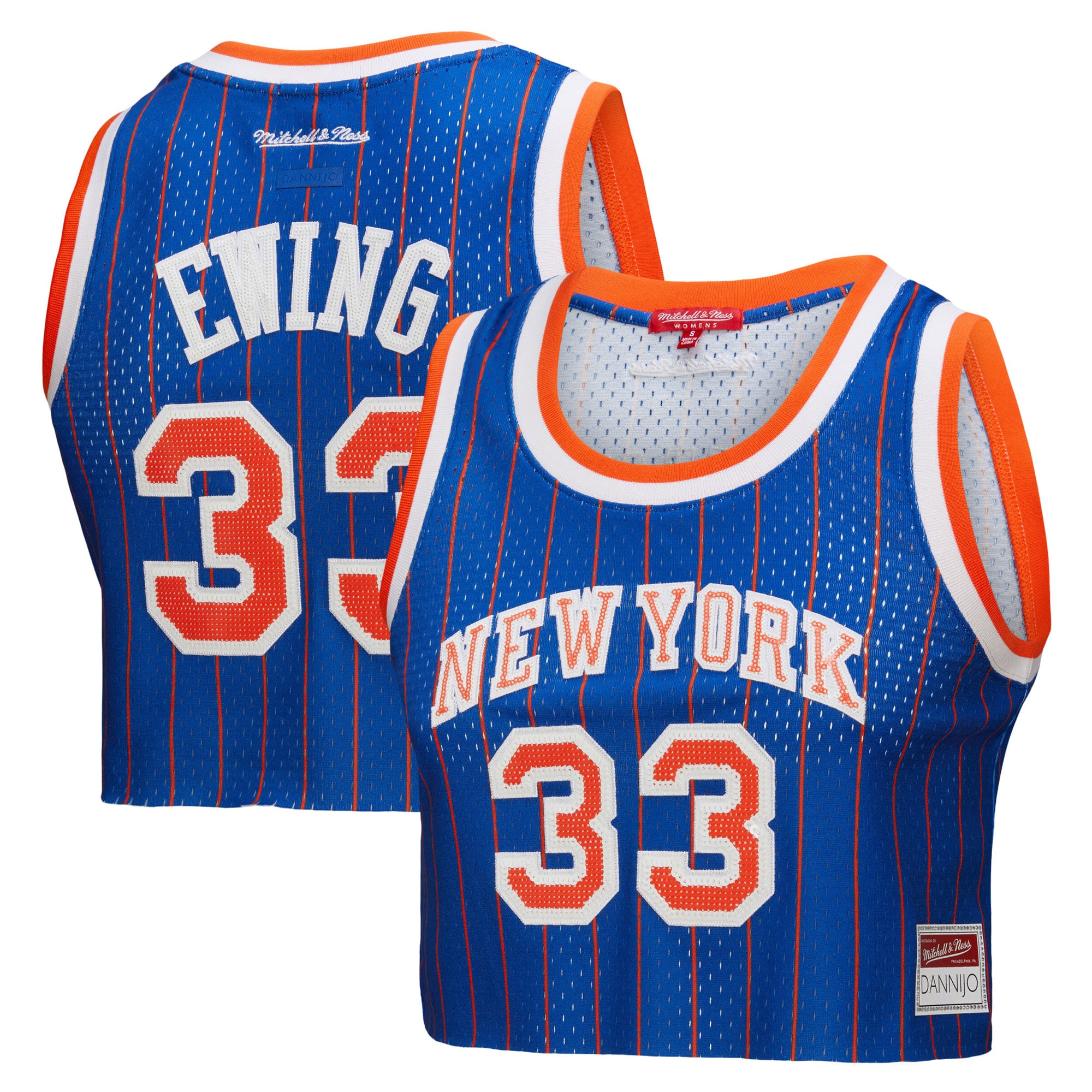 Patrick Ewing New York Knicks x DANNIJO Women's Fashion Cropped Basketball Jersey - Royal