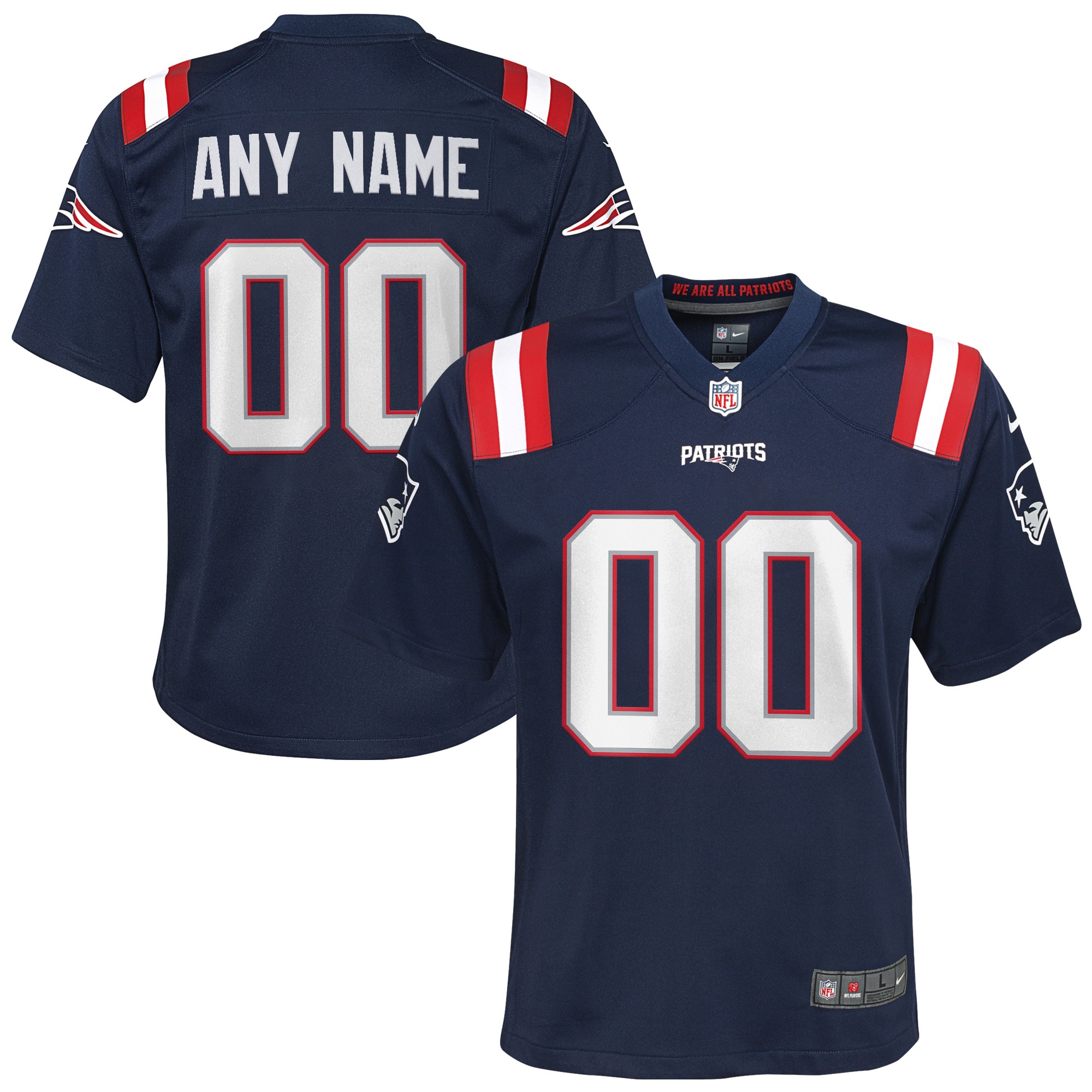 Alternative view of Patriots Navy Custom Jersey nike personalize - Nike Patriots Navy