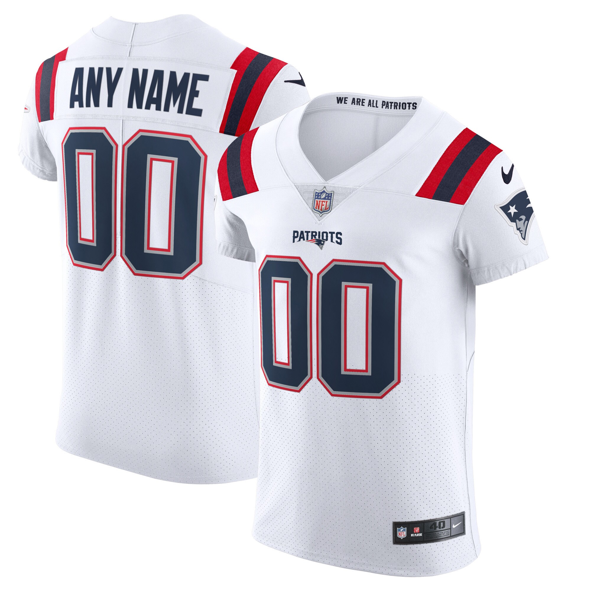 Patriots White Alternate Jersey - Nike - Custom NFL Style