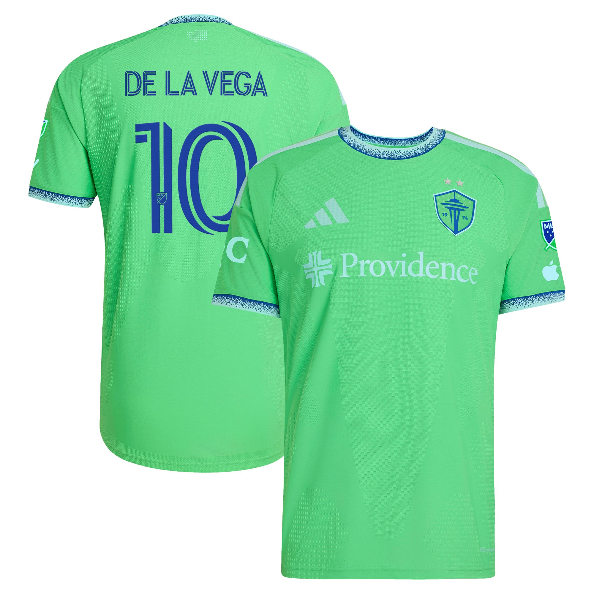 Pedro de la Vega Seattle Sounders FC 2026 The Evergreen State Kit On-Field Patch Jersey - Rave Green