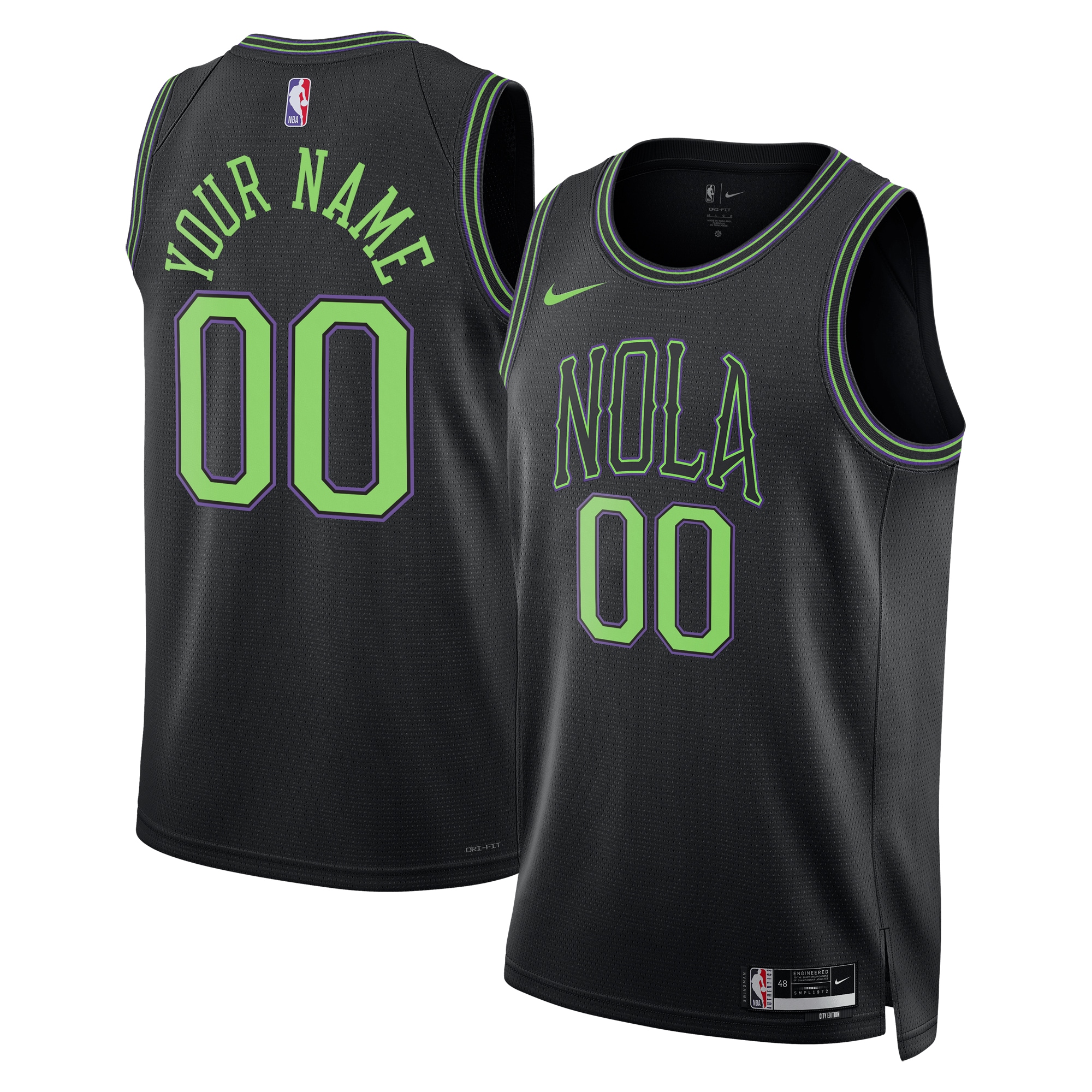 Pelicans Black Custom Jersey - Nike - NOLA City Edition
