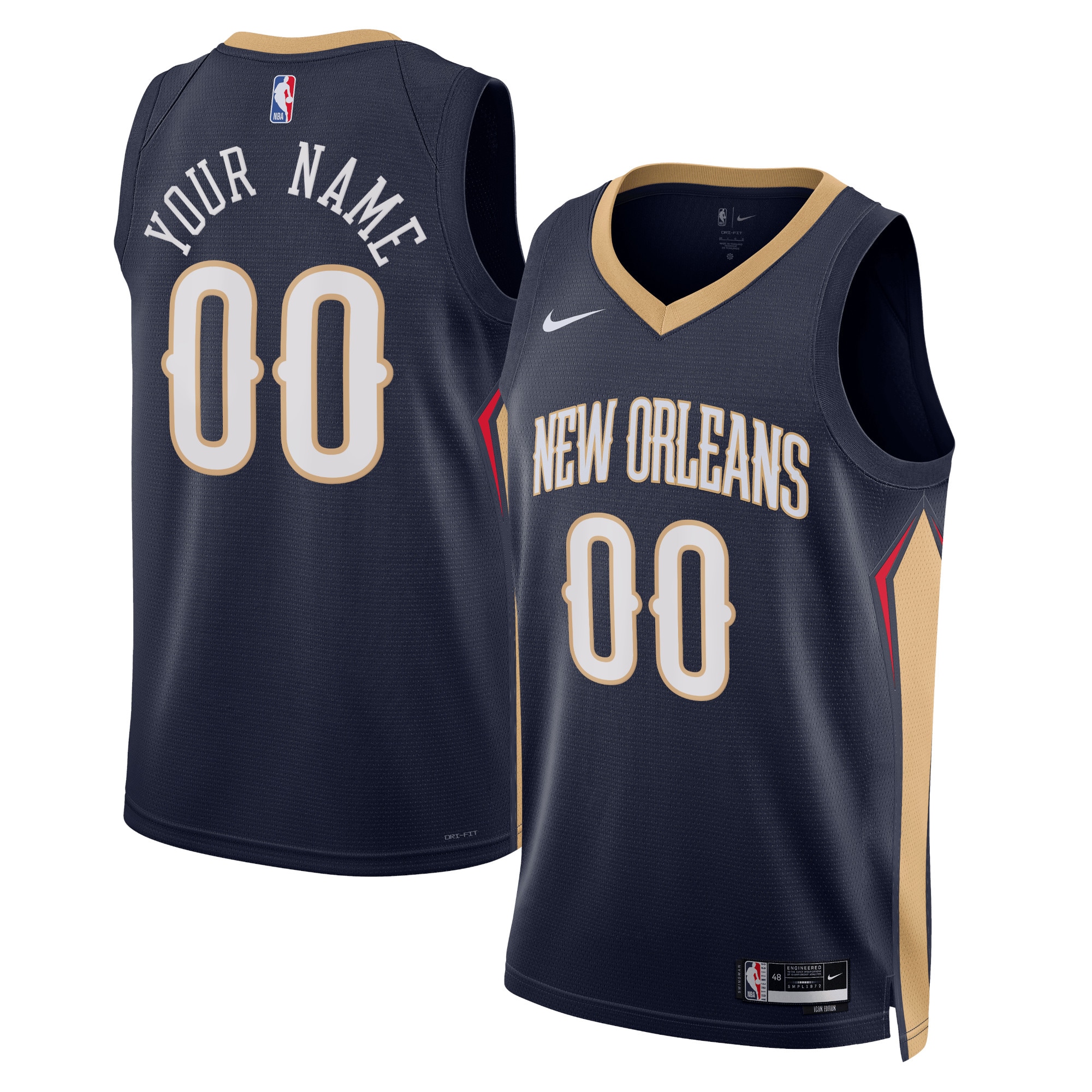 Pelicans Navy Jersey Custom - Nike Pelicans Navy Jersey - Icon Edition