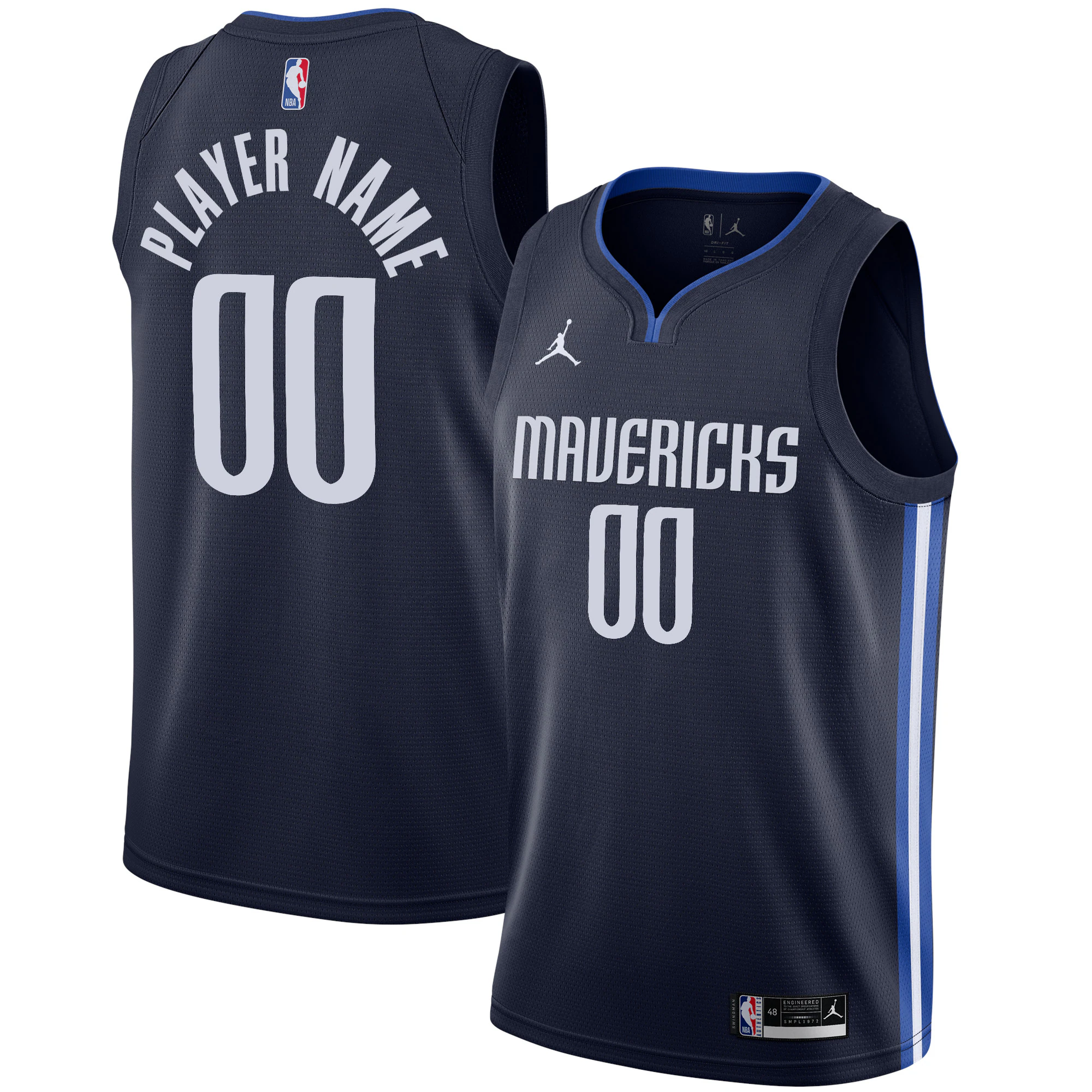 Alternative view of personalize Jordan Mavericks Navy Custom Jersey - Jordan Mavericks