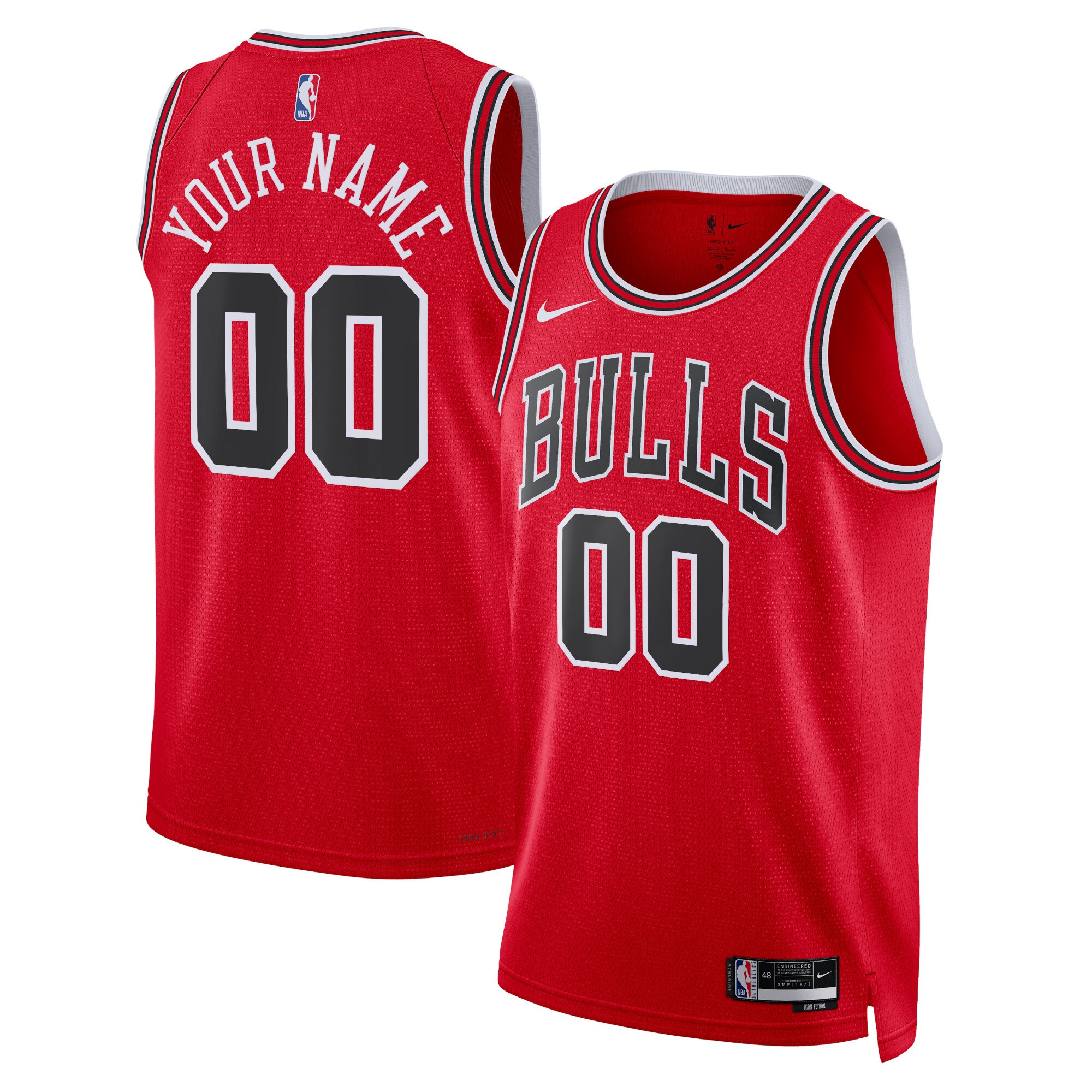 Alternative view of personalize Nike Bulls Red Custom Jersey - Nike Bulls Red Custom