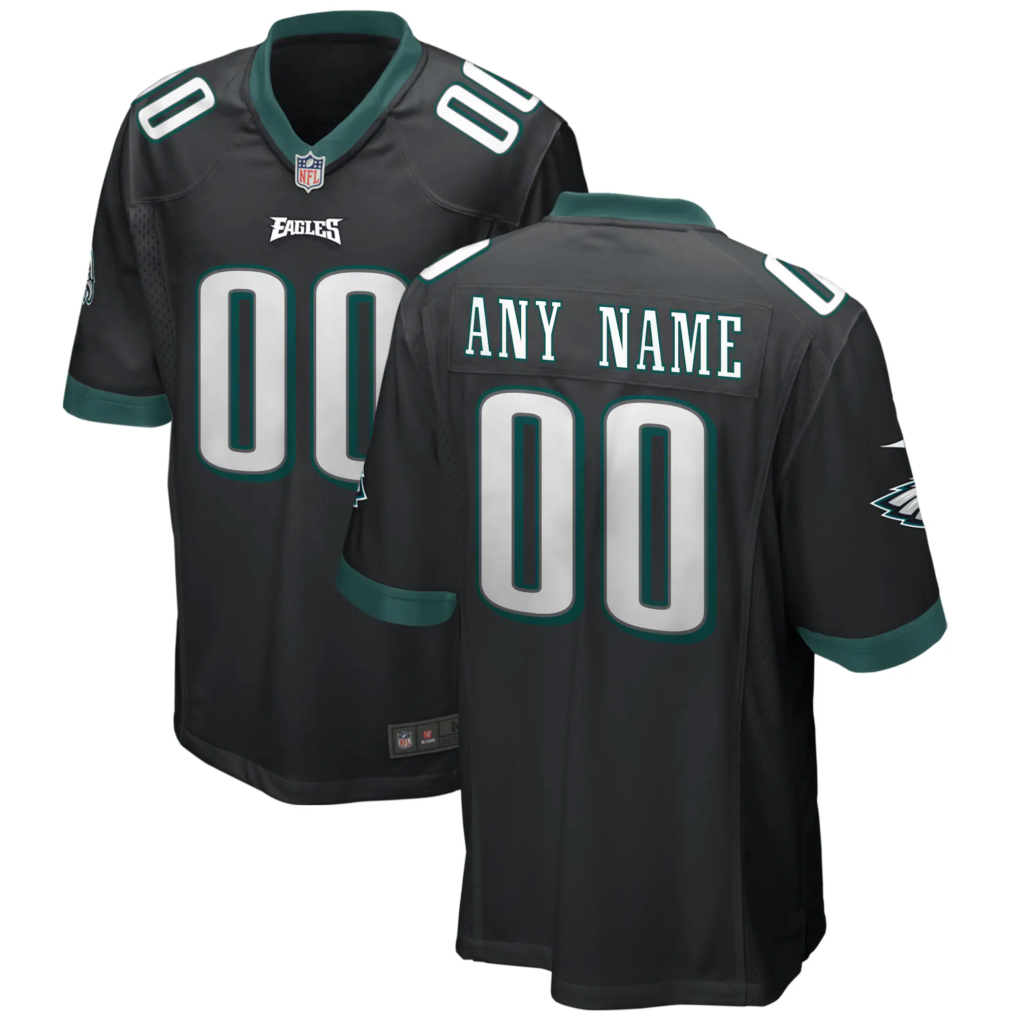 Alternative view of personalize Nike Eagles Black Custom Jersey - Nike Eagles Black Custom