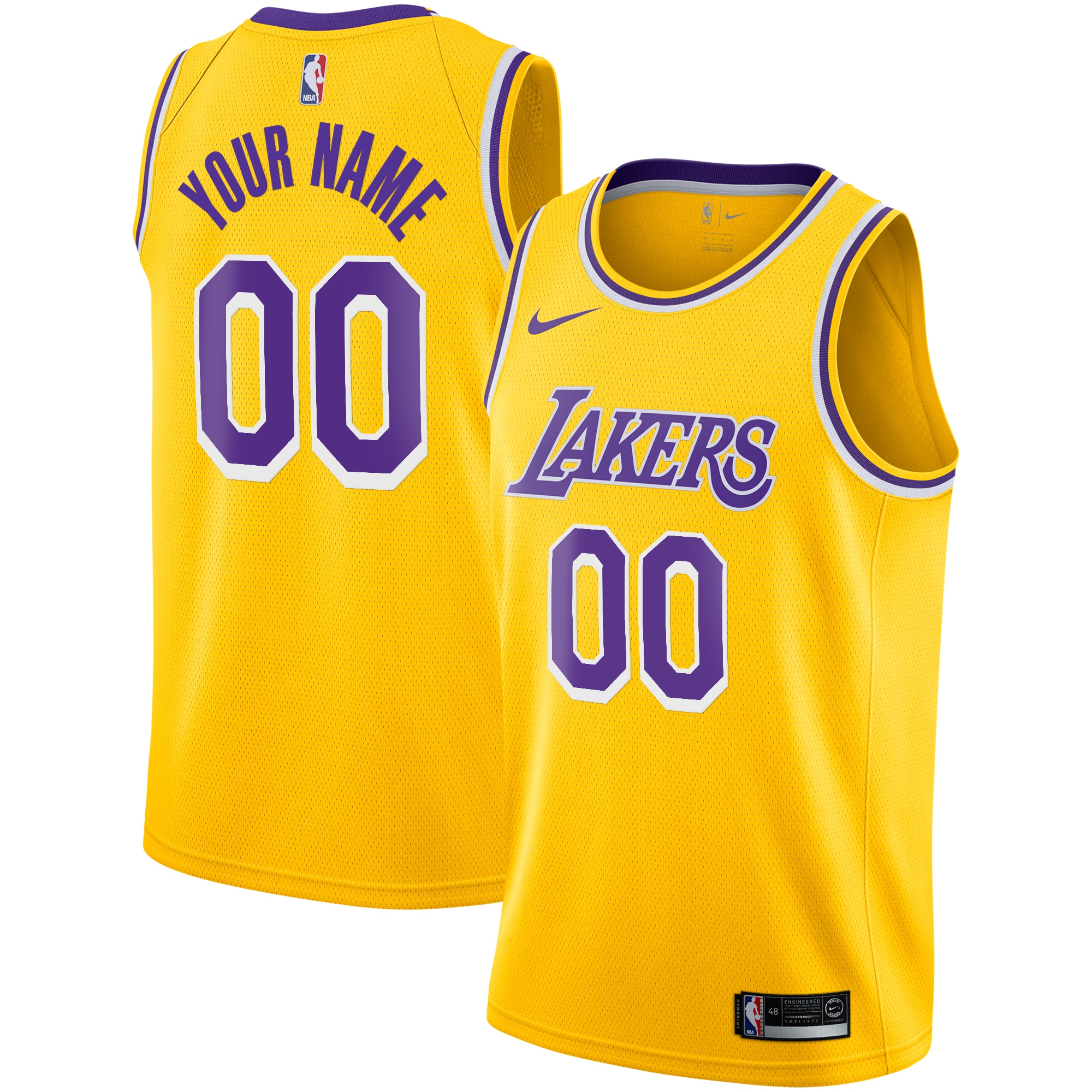 personalize Nike Lakers Gold Custom Jersey - Nike Lakers Gold Custom