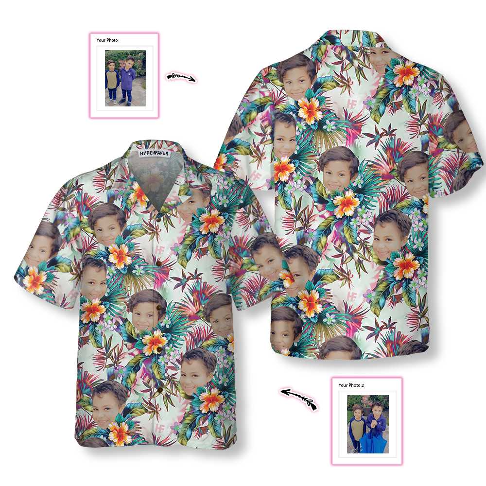 Personalized Custom Face With Tropical Flowers Hawaiian Shirt