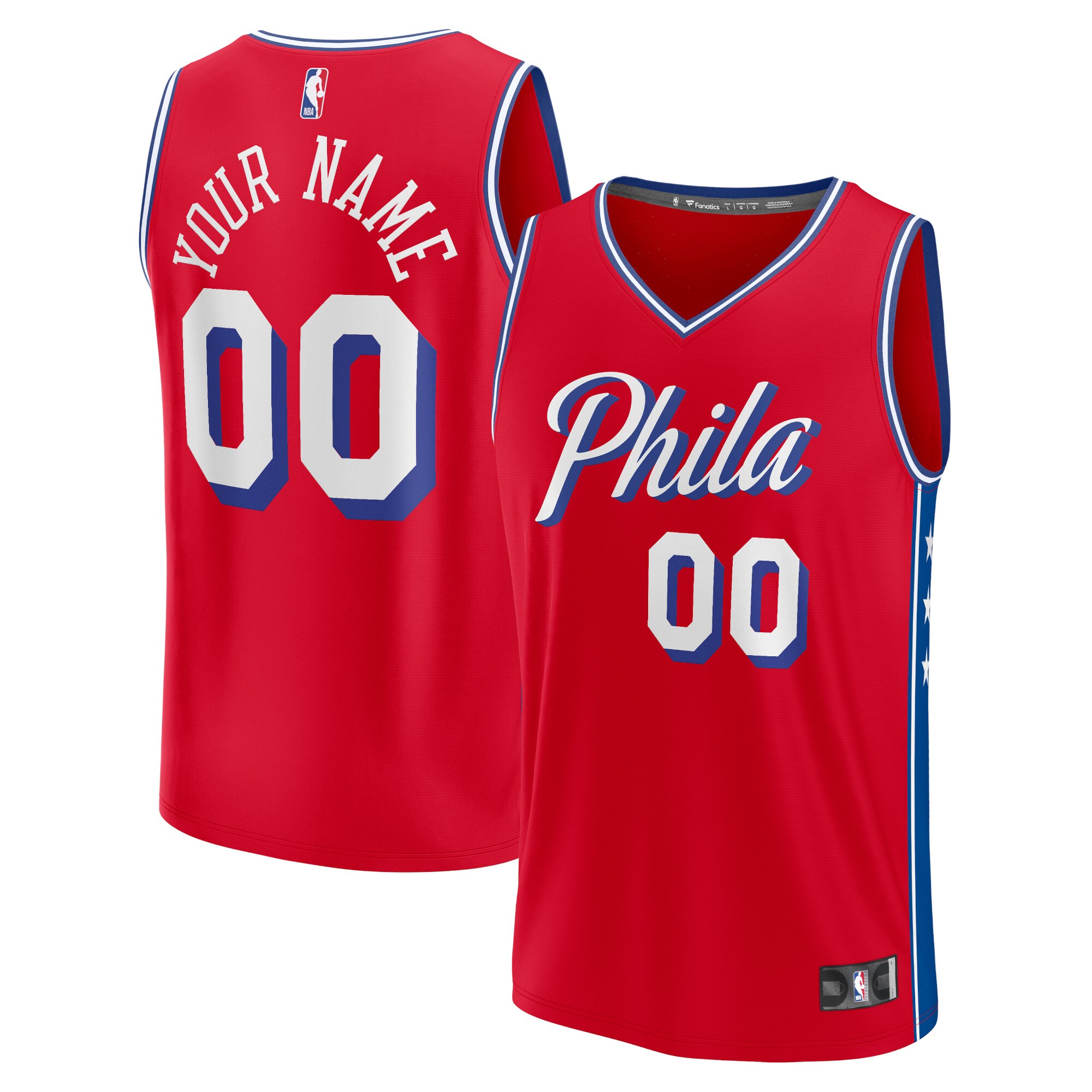Alternative view of personalized Custom Fanatics 76ers Red Jersey - Custom Fanatics 76ers