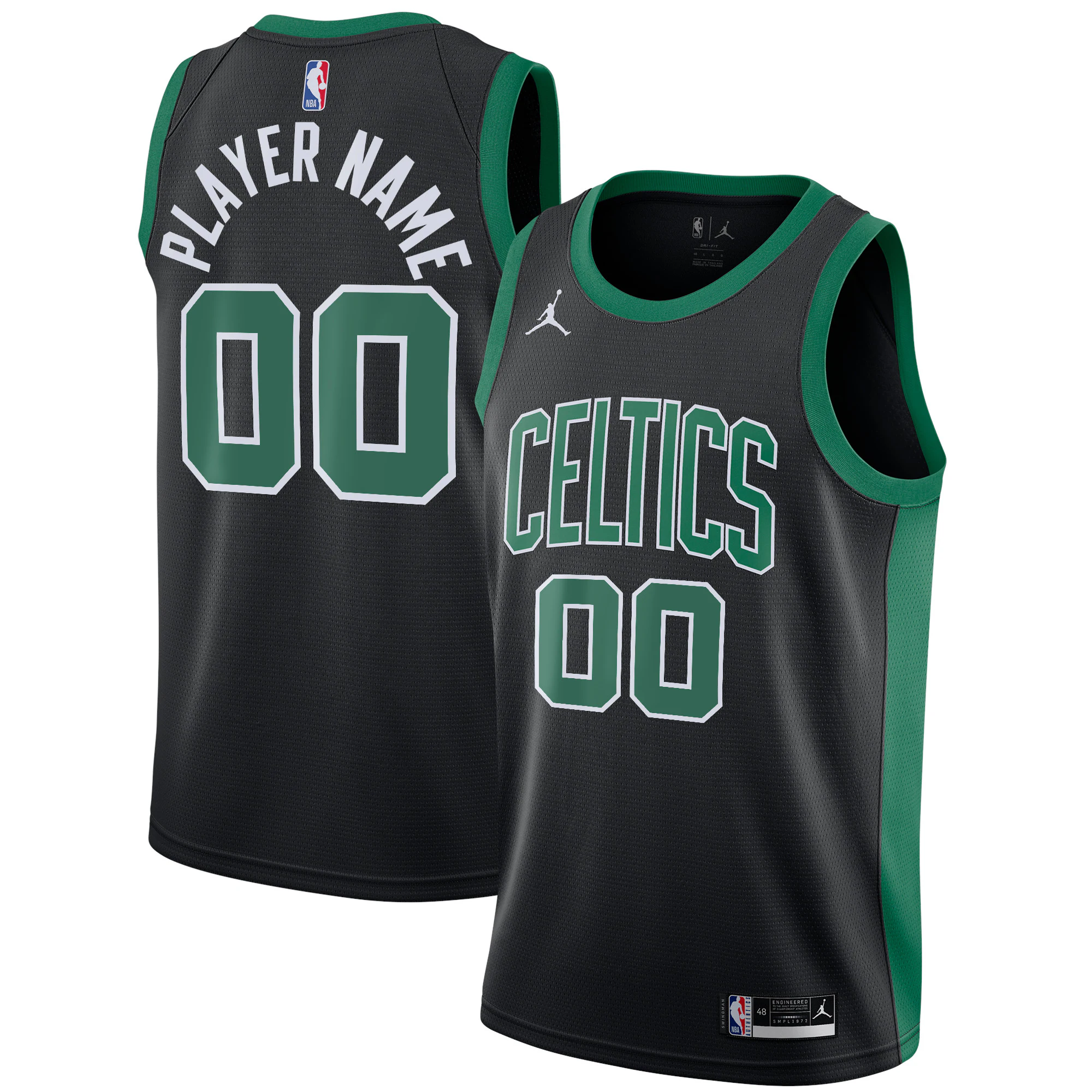 personalized Jordan Celtics Black Custom Jersey - Jordan Celtics Black