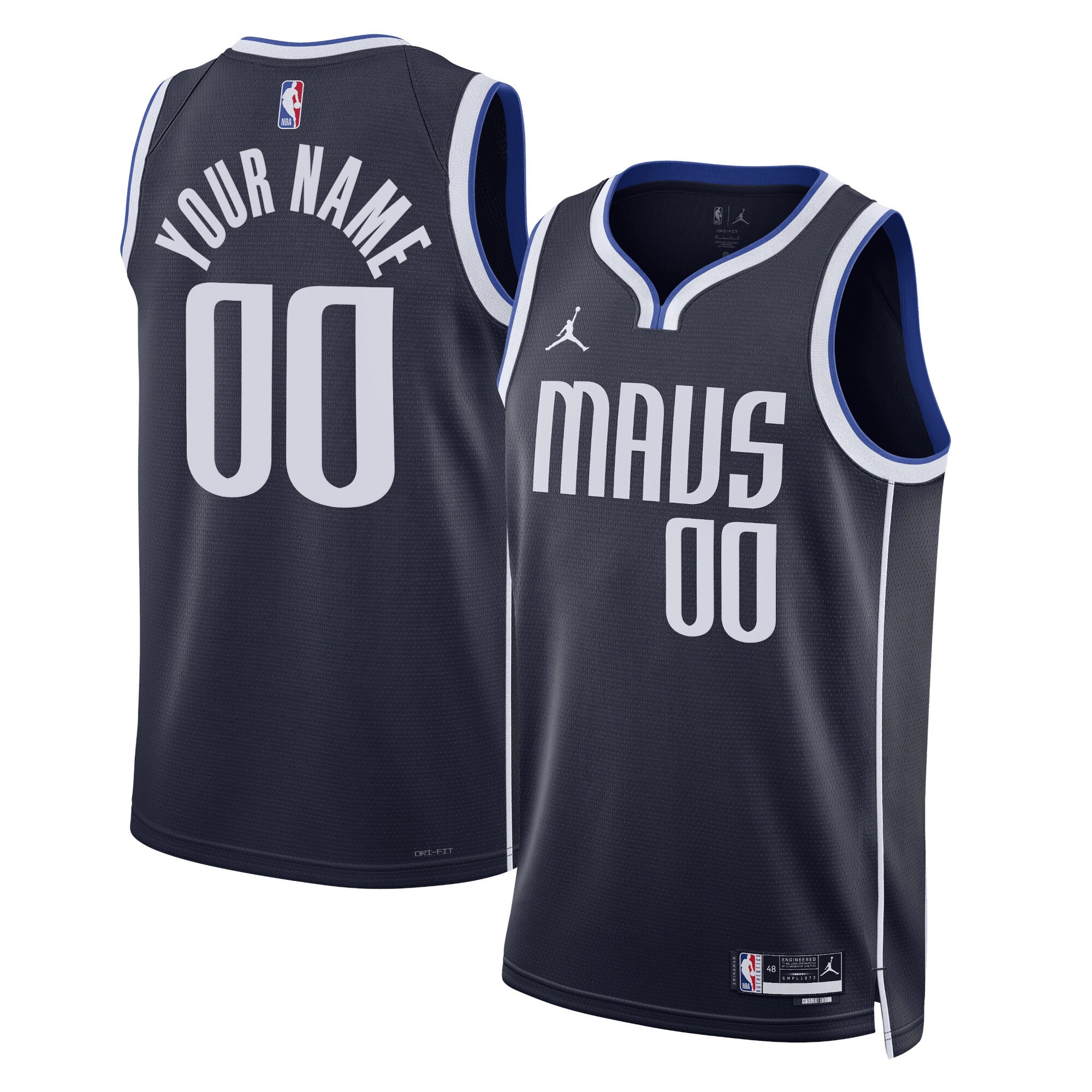 Alternative view of personalized Jordan Mavericks Navy Custom Jersey - Jordan Mavericks