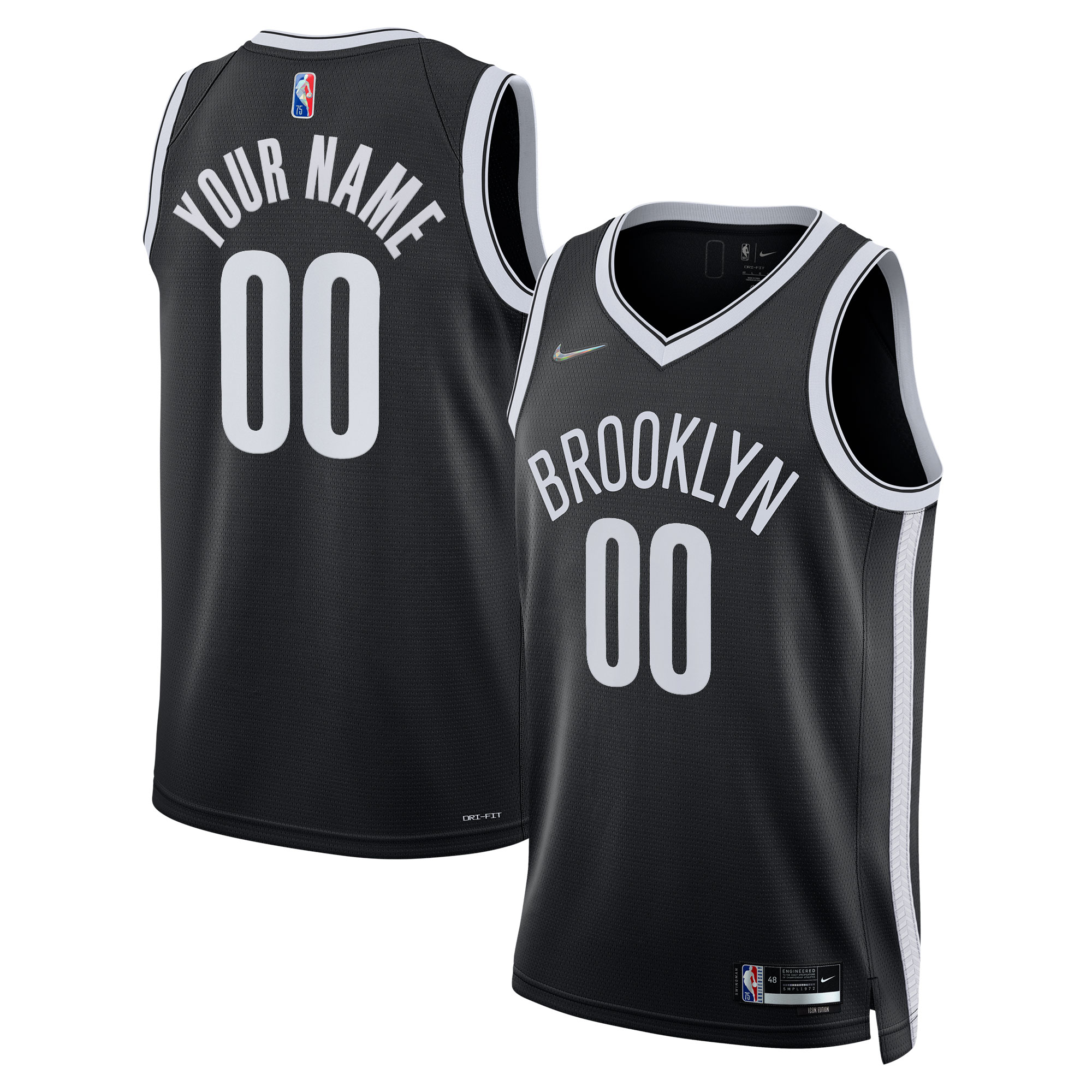 personalized Nike Nets Black Custom Jersey - Nike Nets Black Custom