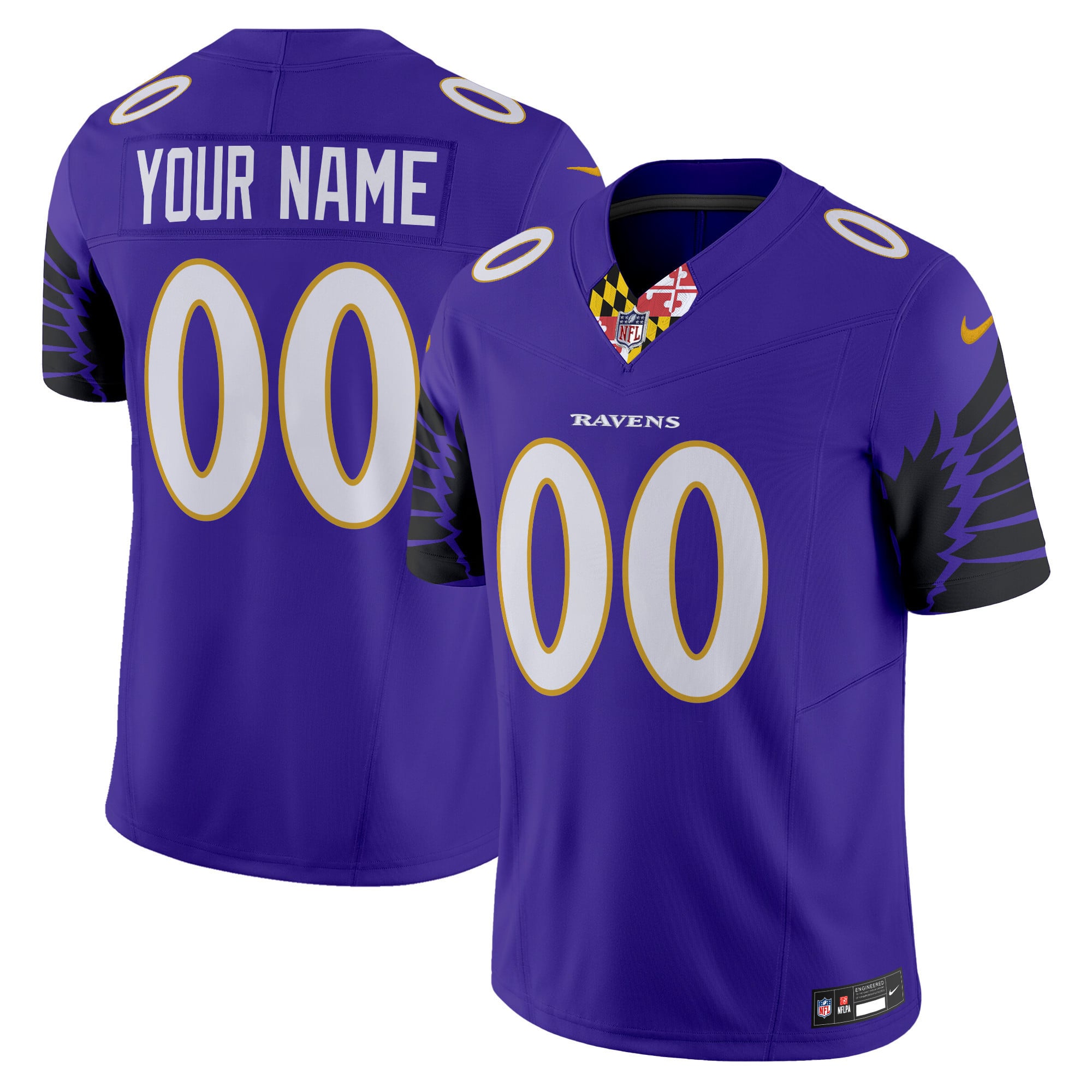 Alternative view of personalized Nike Ravens Purple Custom Jersey - Nike Ravens Purple