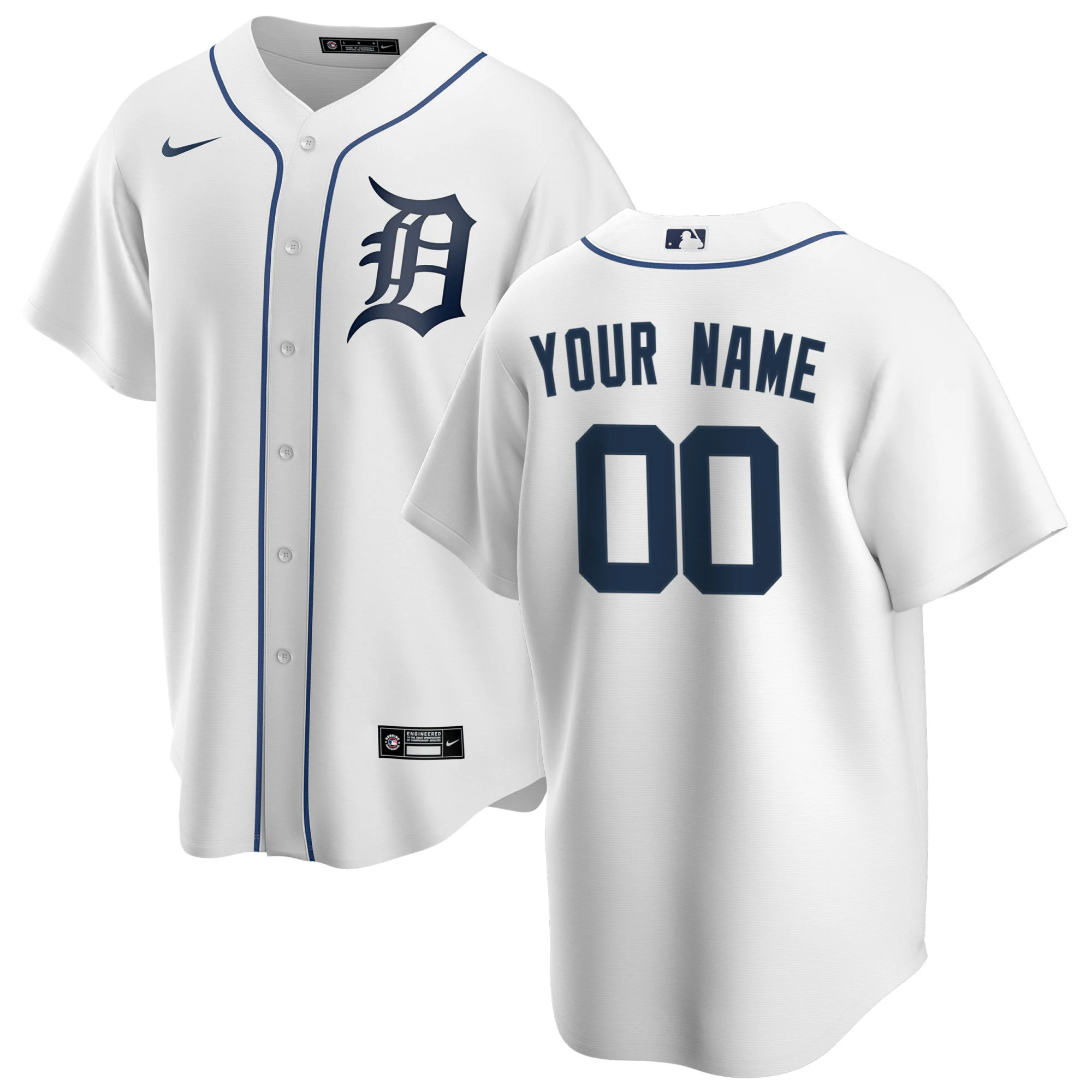 Alternative view of personalized Nike Tigers White Custom Jersey - Nike Tigers White