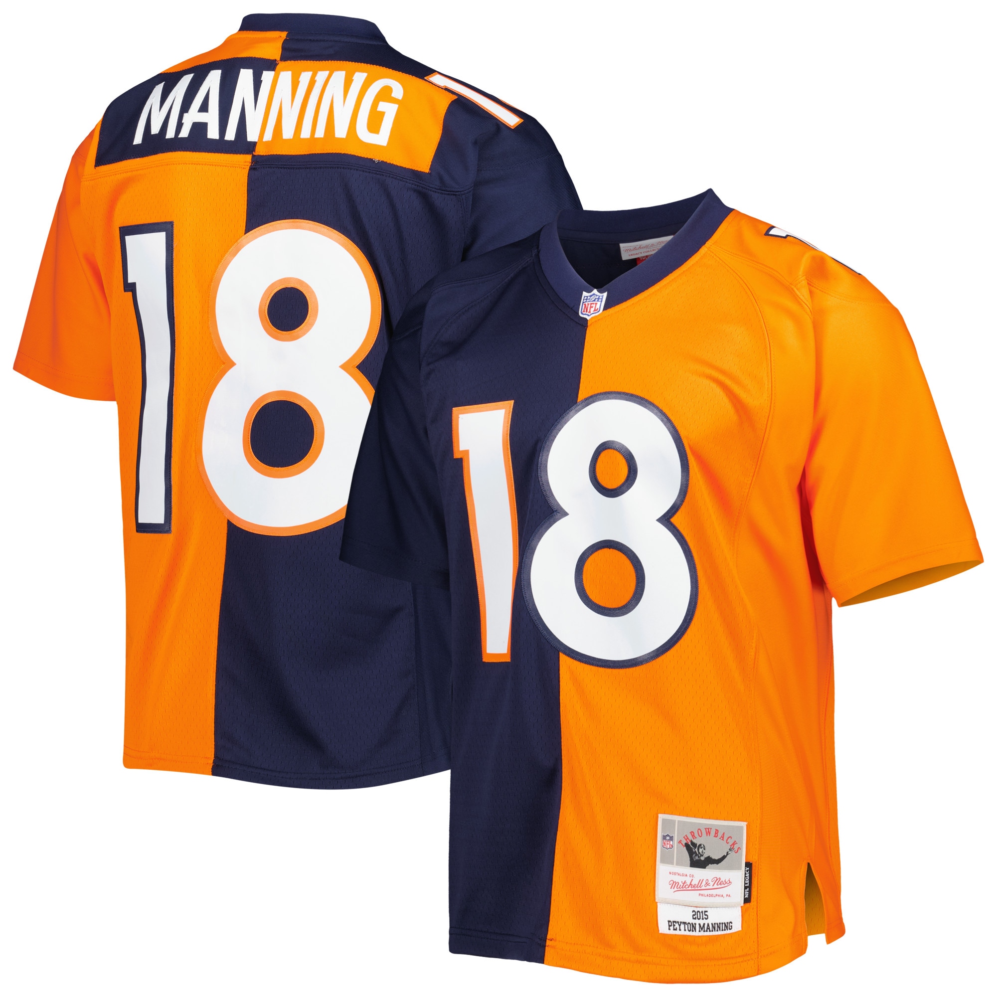 Peyton Manning Denver Broncos 2015 Split Legacy Jersey - Navy/Orange